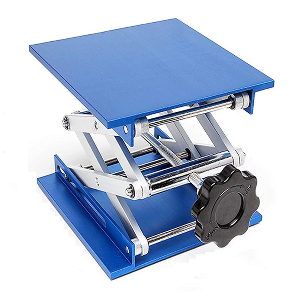 HeyWin Labor Hebebühne 100x100mm,Hergestellt aus Aluminiumoxid,auch verwendet als Lab Jack für das Anheben von Router,Laser,Schrank normalerweise(Blue) von HeyWin
