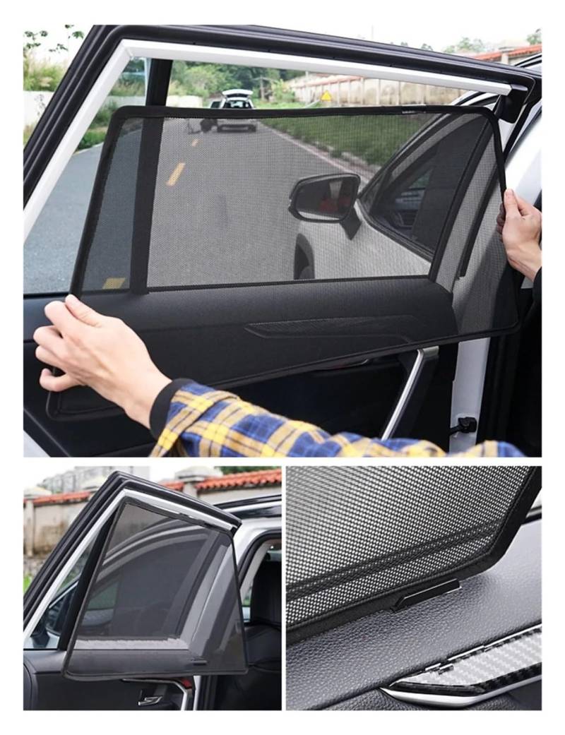 Auto Vorhänge Für A4 Für Limousine Für B8 2007-2015 Benutzerdefinierte Magnetische Auto Fenster Sonnenschutz Vorhang Mesh Front Windschutzscheibe Rahmen Vorhang Auto Fenster Sonnenschutz(2PCS Rear) von Hgkqbomb