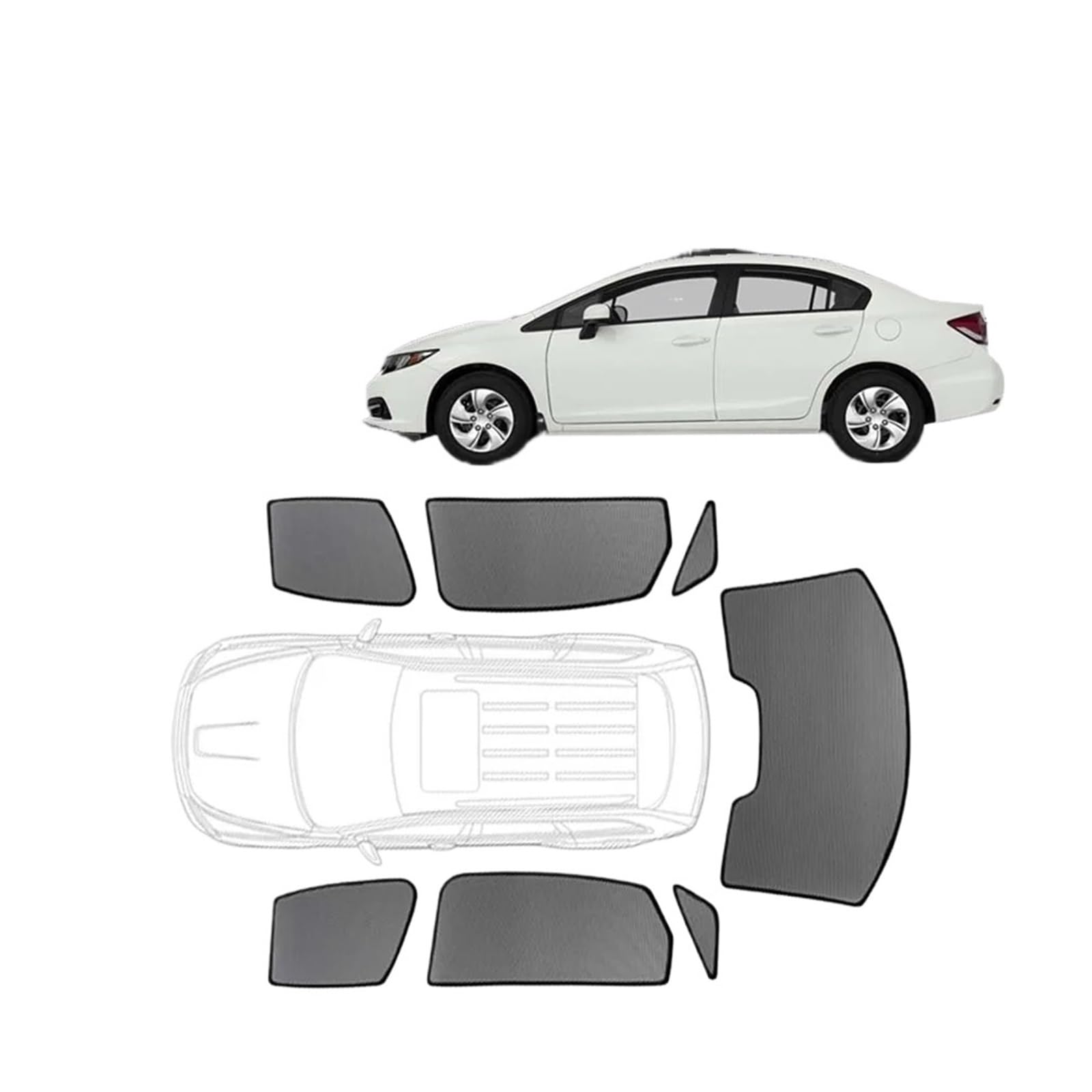 Auto Vorhänge Für Civic Sedan 9. Generation 2011–2017, Individueller Magnetischer Autofenster-Sonnenschutz-Vorhang, Netz-Frontscheiben-Rahmenvorhang Auto Fenster Sonnenschutz(2PCS Rear) von Hgkqbomb