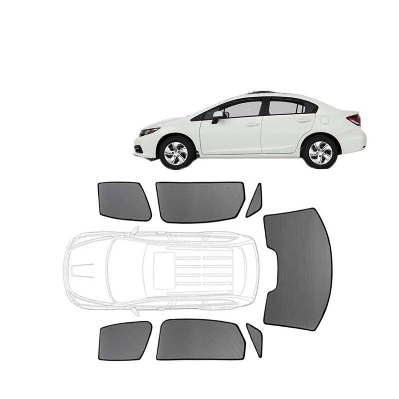 Auto Vorhänge Für Civic Sedan 9. Generation 2011–2017, Individueller Magnetischer Autofenster-Sonnenschutz-Vorhang, Netz-Frontscheiben-Rahmenvorhang Auto Fenster Sonnenschutz(2PCS Rear) von Hgkqbomb