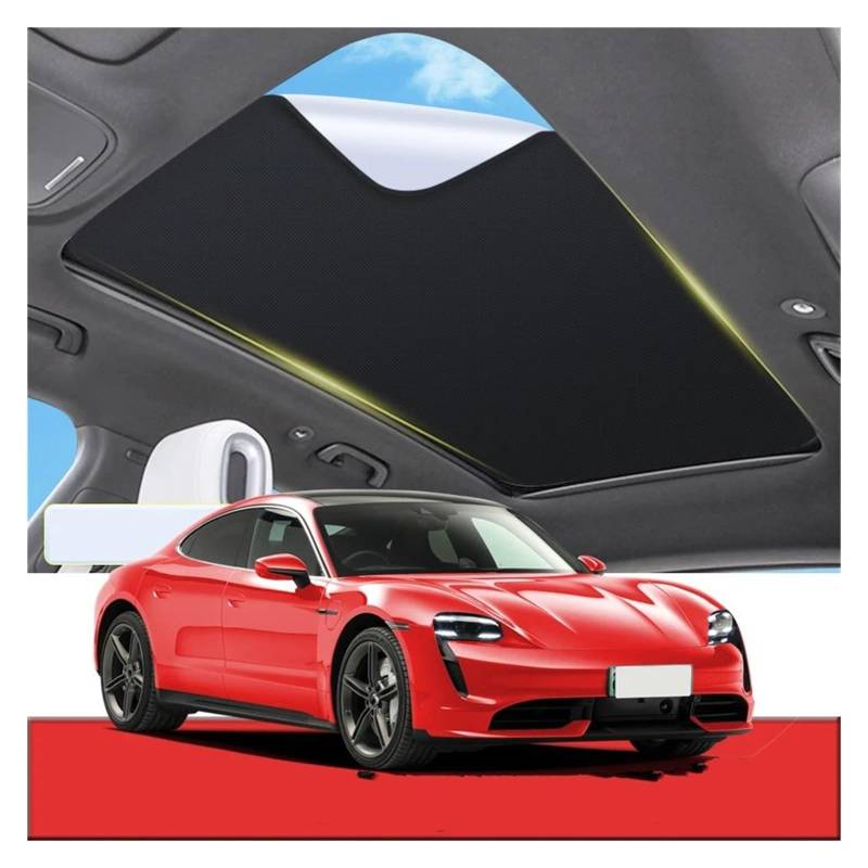 Auto Vorhänge Für Für Taycan 2019-2023 Auto Elektrostatische Adsorption Schiebedach Sonnenschirm Wärmedämmung Dachfenster Aufkleber Auto Fenster Sonnenschutz(Black 1pcs) von Hgkqbomb