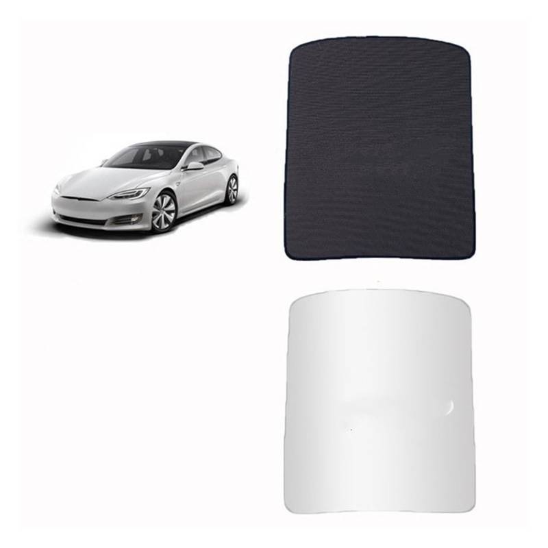 Auto Vorhänge Für Tesla Für Modell S Auto Glas Dach Sonnenschirm Vorne Hinten Schiebedach Windschutzscheibe Dachfenster Rollo Schatten Net UV Schutz Innen Abdeckung Auto Fenster Sonnenschutz(Panoramic von Hgkqbomb