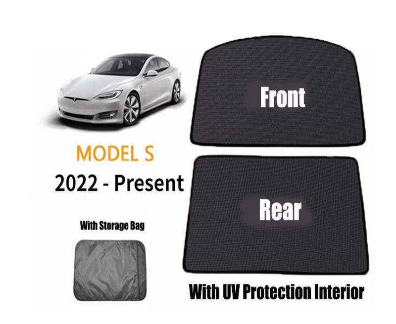 Auto Vorhänge Für Tesla Für Modell S Auto Glas Dach Sonnenschirm Vorne Hinten Schiebedach Windschutzscheibe Dachfenster Rollo Schatten Net UV Schutz Innen Abdeckung Auto Fenster Sonnenschutz(2pcs Set von Hgkqbomb