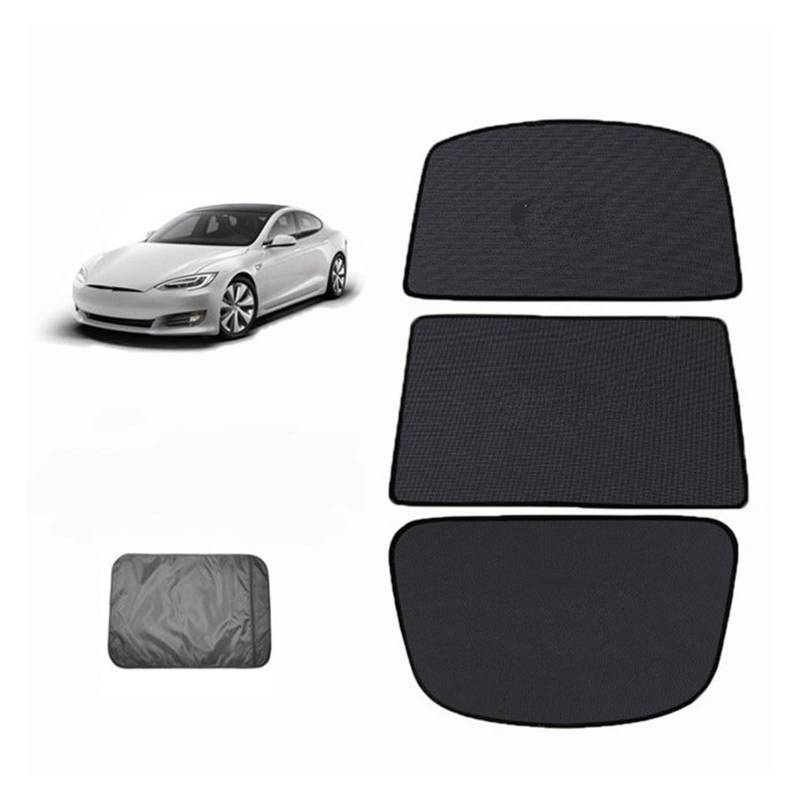 Auto Vorhänge Für Tesla Für Modell S Auto Glas Dach Sonnenschirm Vorne Hinten Schiebedach Windschutzscheibe Dachfenster Rollo Schatten Net UV Schutz Innen Abdeckung Auto Fenster Sonnenschutz(3pcs Set von Hgkqbomb