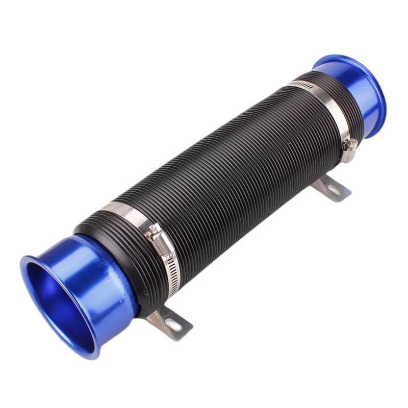Lufteinlass Schlauch 76MM Auto Kaltluft Turbo Intake Einlassrohr Einstellbare Flexible Kanal Rohr Schlauch Kalt Feed Kanal Rohr Auto Ansaugrohr(Blau) von Hgkqbomb
