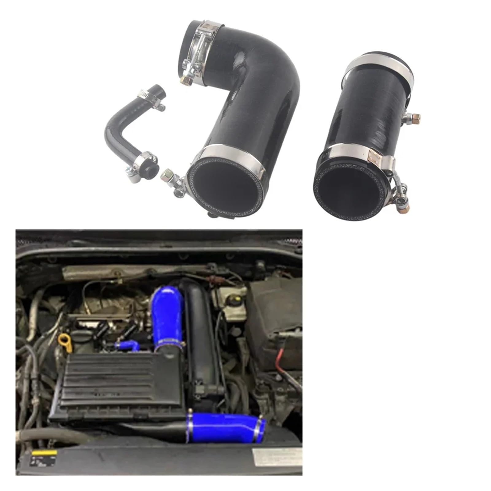 Lufteinlass Schlauch Luftansaugschlauch Für VW Für Golf 7 Für GTI MK7 EA211 1.2 1.4 Motor Für A3 Für Seat Für Leon Für Skoda Auto Ansaugrohr(3 piece black E) von Hgkqbomb