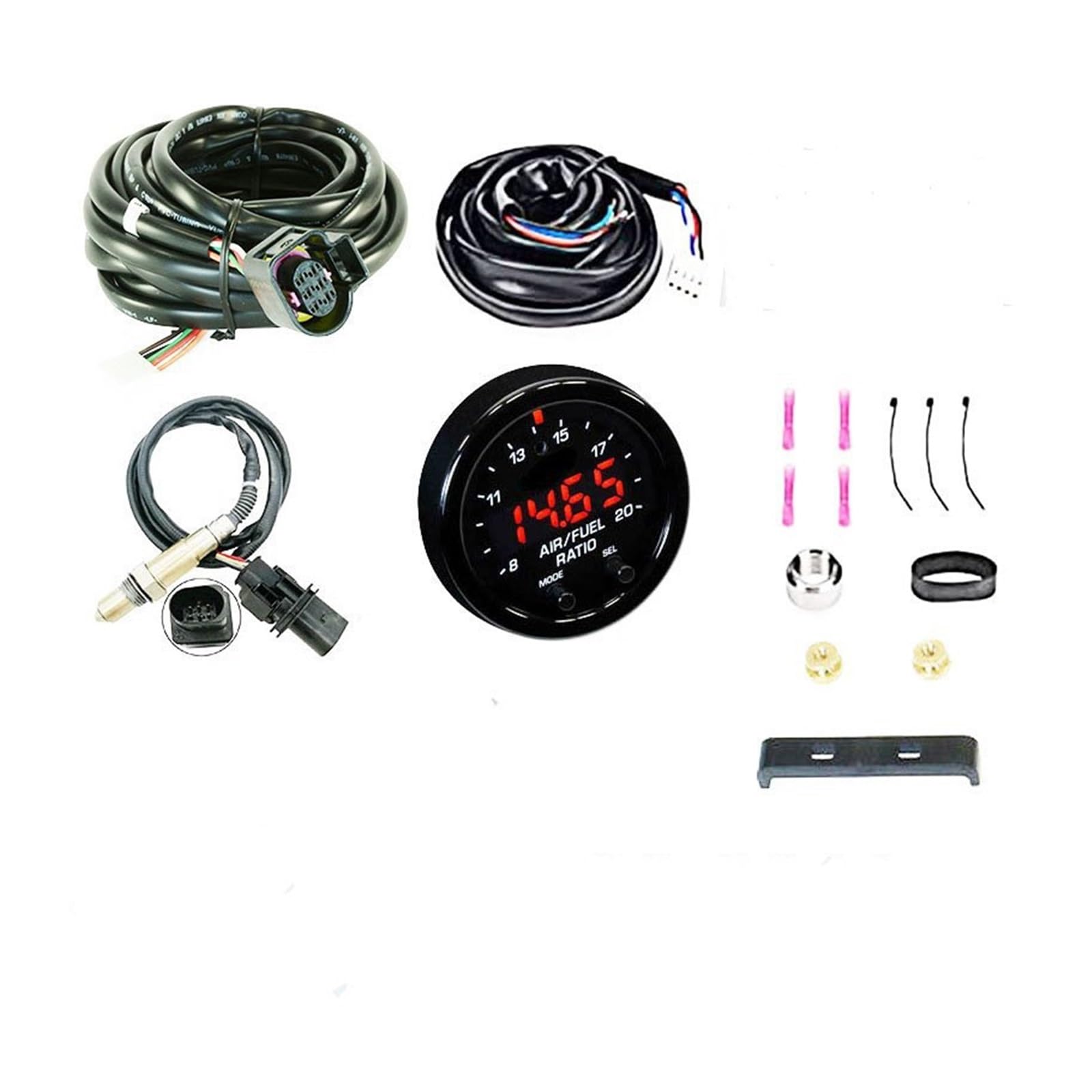 Sauerstoff Sensor 30-0300 30-4110 X-Serie Breitband O2 Luft-Kraftstoff-Verhältnis Gauge Kit LSU 4,9 0258017025 Sauerstoffsensor + 15 * 4,3 cm Lambda Sensor(30-0300 BK Decal) von Hgkqbomb