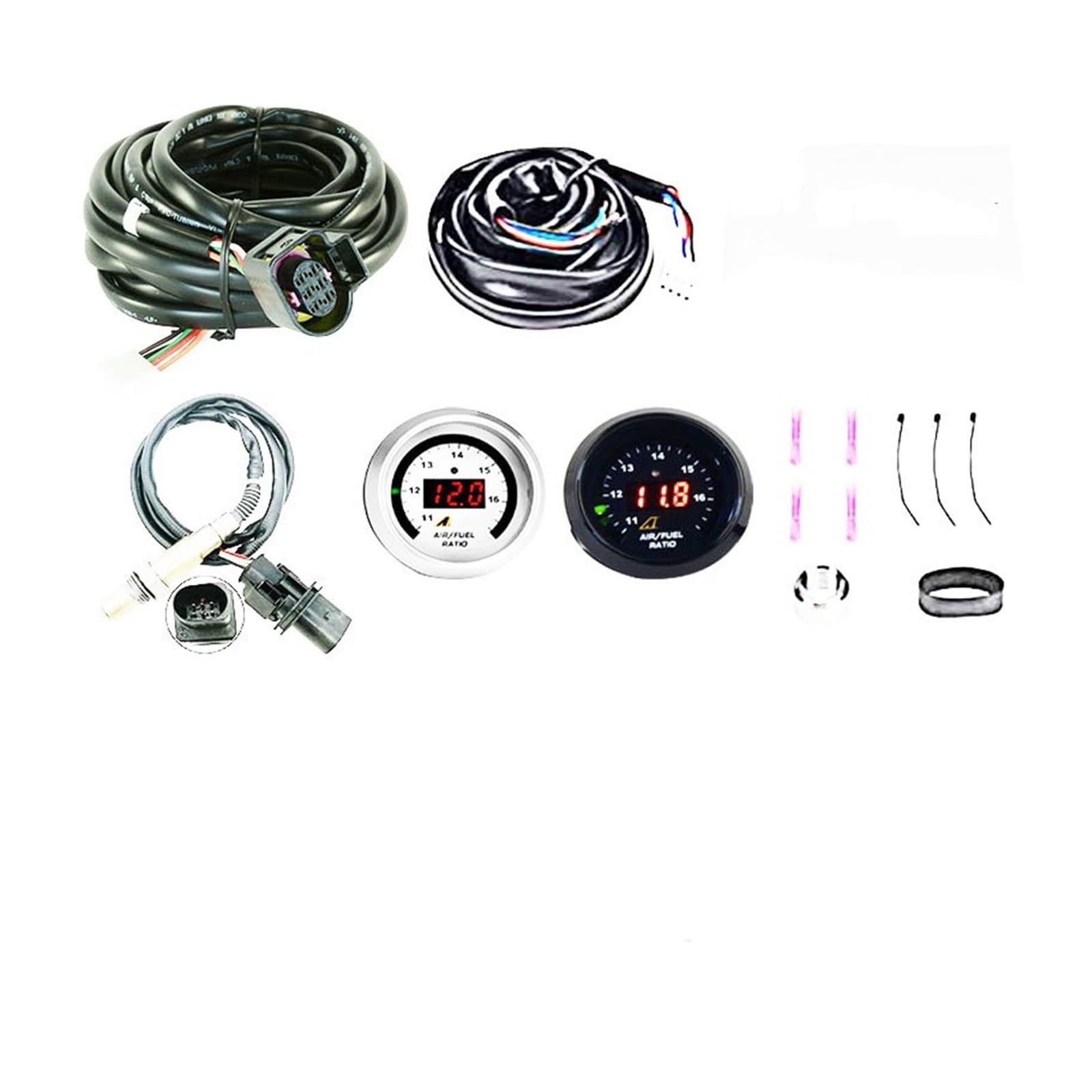 Sauerstoff Sensor 30-0300 30-4110 X-Serie Breitband O2 Luft-Kraftstoff-Verhältnis Gauge Kit LSU 4,9 0258017025 Sauerstoffsensor + 15 * 4,3 cm Lambda Sensor(30-4110 BK Decal) von Hgkqbomb