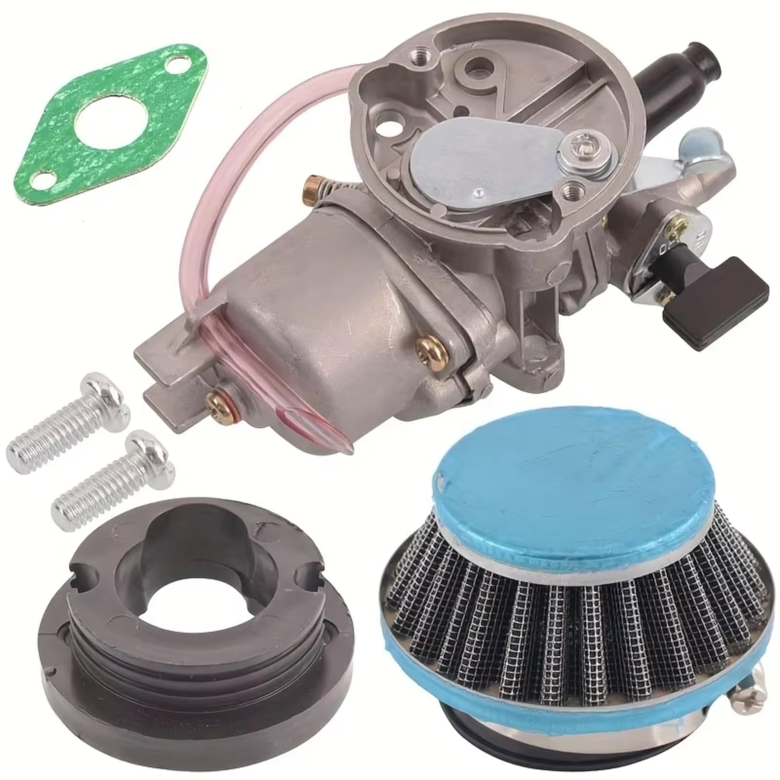 Filter Ansaugreiniger 2-Takt-Vergaser Mit Pod-Luftfilter, Ansaugkrümmer Für 43 Cc, 47 Cc, 49 Cc, Luftgekühltes ATV, Quad, Dirt Pocket Bike Motorrad Luftfilter(Silber) von Hguvsjd