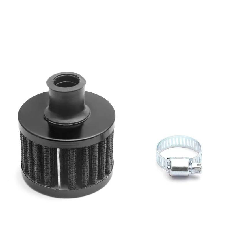 Filter Ansaugreiniger Luftfilter Motorrad 12mm Filter Verschnaufpause High Flow Air Intake Turbo Kurbelgehäuse Entlüftungsabdeckung Leistungsfilter Motorrad Luftfilter(All Black) von Hguvsjd