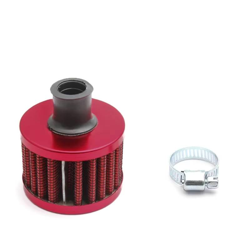 Filter Ansaugreiniger Luftfilter Motorrad 12mm Filter Verschnaufpause High Flow Air Intake Turbo Kurbelgehäuse Entlüftungsabdeckung Leistungsfilter Motorrad Luftfilter(All Red) von Hguvsjd