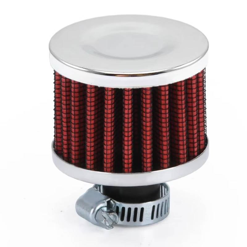 Filter Ansaugreiniger Luftfilter Motorrad 12mm Filter Verschnaufpause High Flow Air Intake Turbo Kurbelgehäuse Entlüftungsabdeckung Leistungsfilter Motorrad Luftfilter(Red) von Hguvsjd