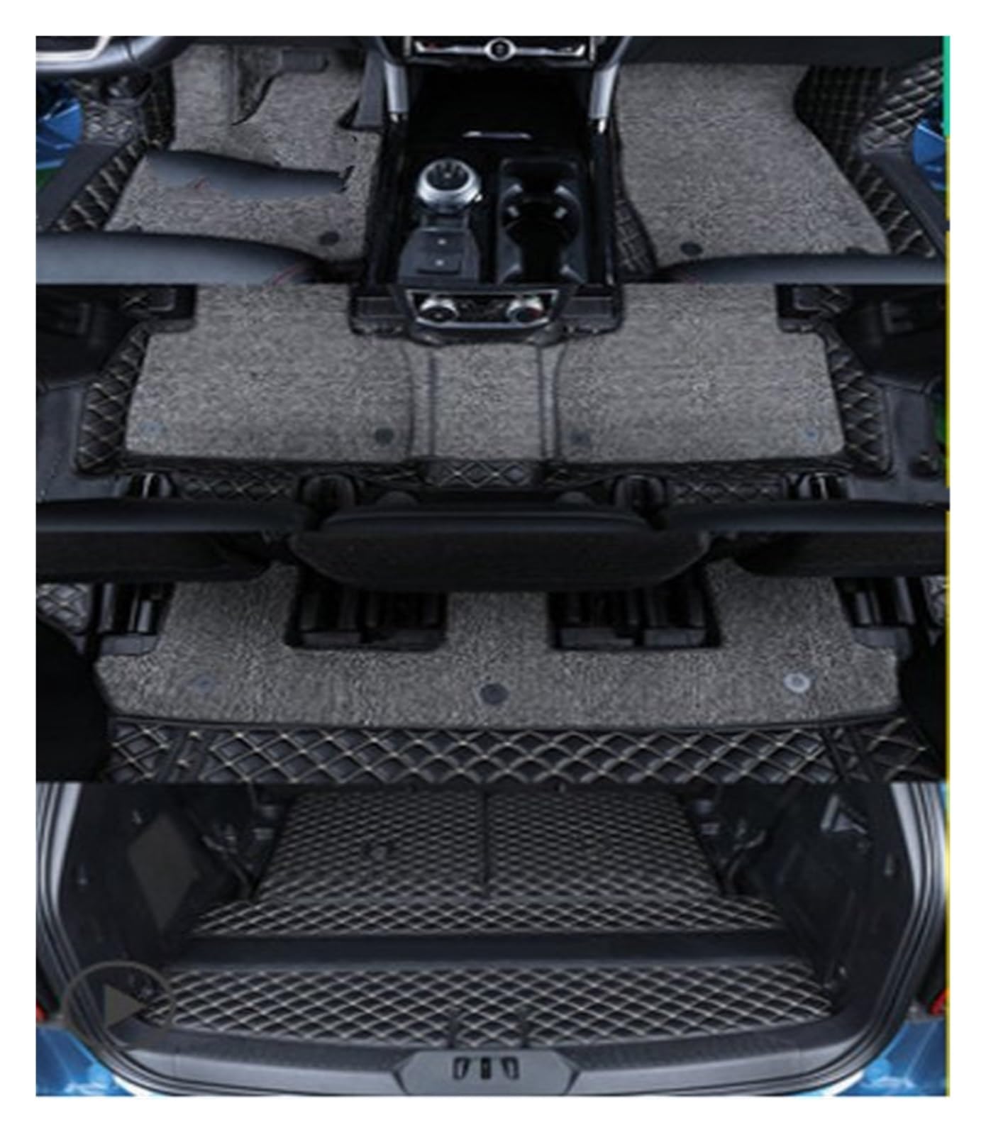 Hguvsjd Kofferraumwanne Für Ford Für Explorer 6 7 Sitze 2020 Langlebige Kofferraumteppiche Cargo Liner Matten Komplettset Kofferraummatten Heck Kofferraum Protektor Pad(Black with beige d) von Hguvsjd