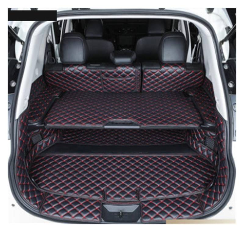 Hguvsjd Kofferraumwanne Für Nissan Für X-Trail 2018-2014 T32 7 Sitze 2019 wasserdichte Kofferraumteppiche Cargo Liner Komplettset Kofferraummatten Heck Kofferraum Protektor Pad(Black with red) von Hguvsjd