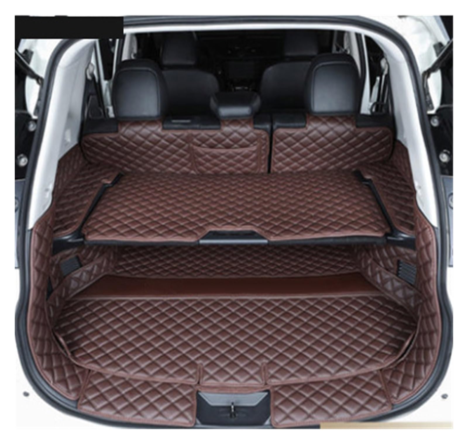 Hguvsjd Kofferraumwanne Für Nissan Für X-Trail 2018-2014 T32 7 Sitze 2019 wasserdichte Kofferraumteppiche Cargo Liner Komplettset Kofferraummatten Heck Kofferraum Protektor Pad(Coffee) von Hguvsjd