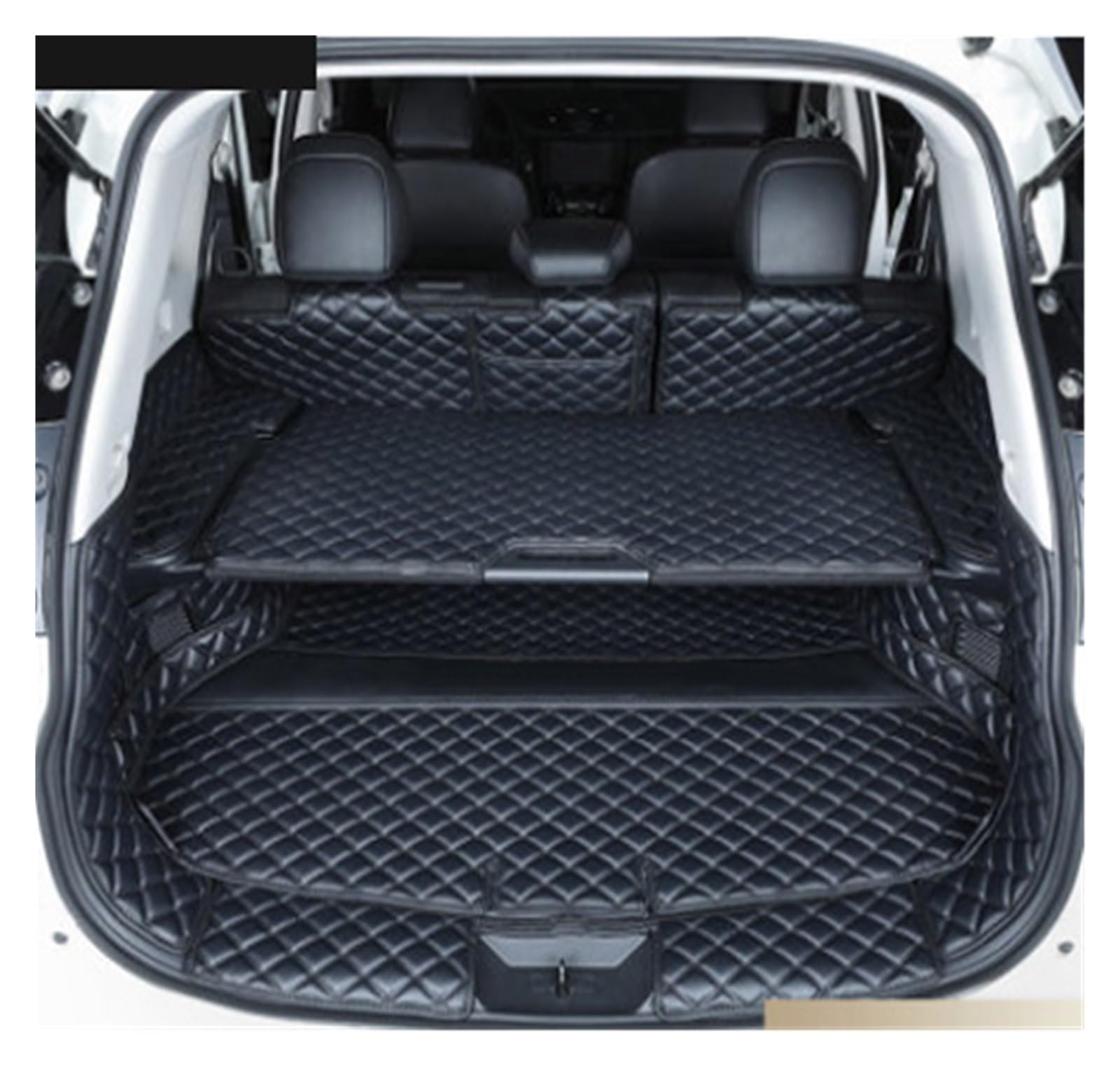 Hguvsjd Kofferraumwanne Für Nissan Für X-Trail 2018-2014 T32 7 Sitze 2019 wasserdichte Kofferraumteppiche Cargo Liner Komplettset Kofferraummatten Heck Kofferraum Protektor Pad(Schwarz) von Hguvsjd