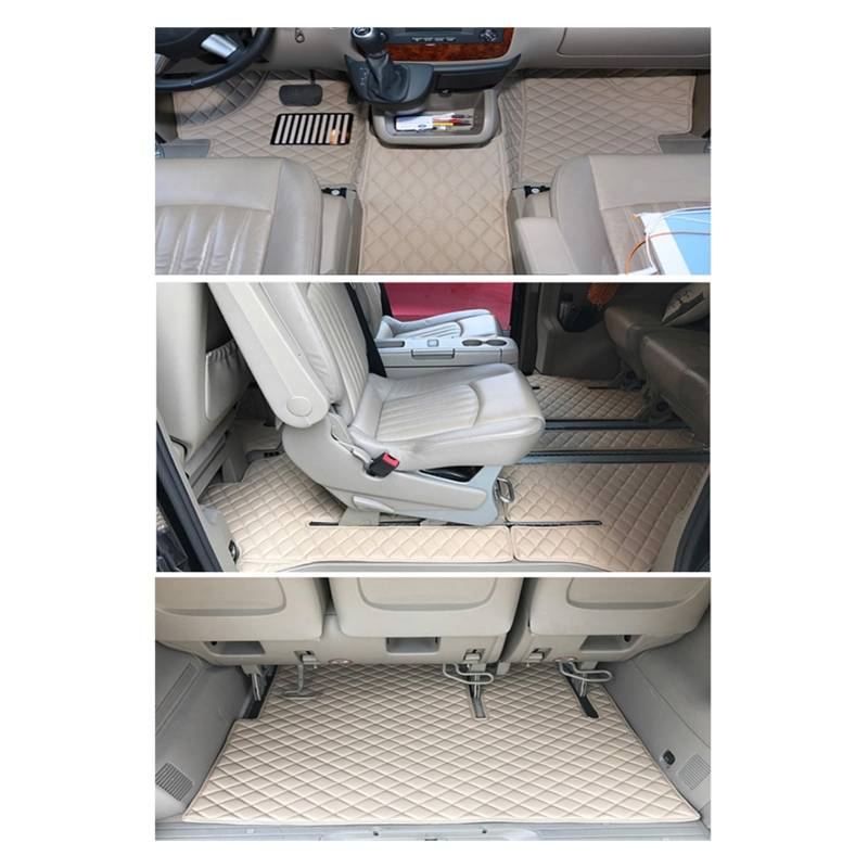 Kofferraumwanne Für Benz Für Viano 7 8 Sitze W639 2020-2004 wasserdichte Teppiche Komplettset Auto-Fußmatten + Kofferraummatte Heck Kofferraum Protektor Pad(Beige) von Hguvsjd