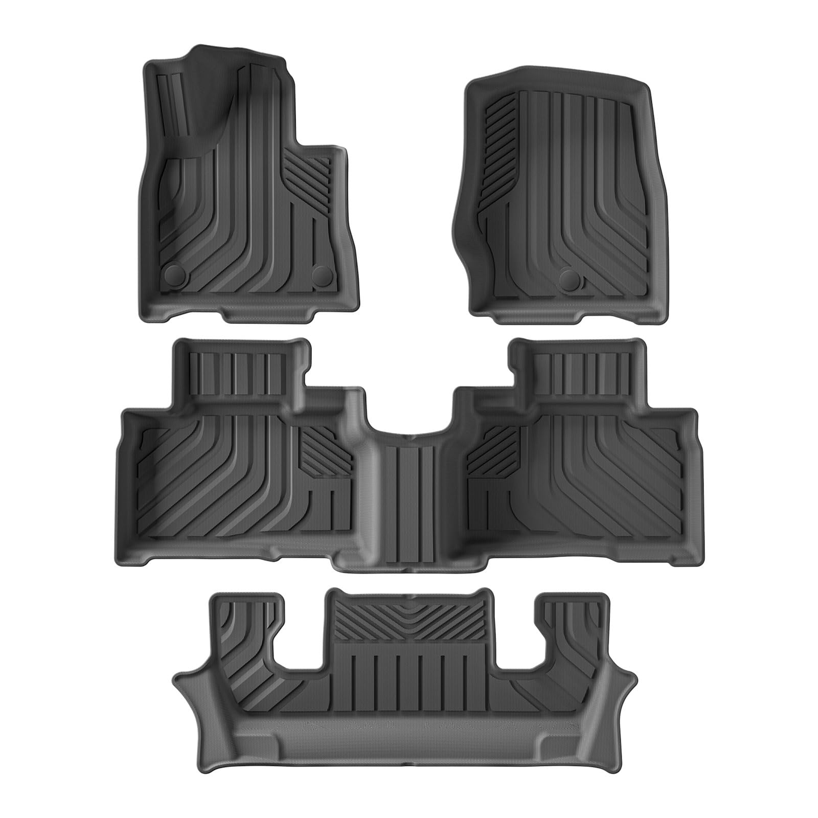 Kofferraumwanne Für Ford Für Explorer 6 Sitze 2020-2025 TPE 3D Auto Fußmatten Cargo Liner Kofferraum Rückenlehne Pad Zubehör Schwarz Heck Kofferraum Protektor Pad(LHD 4PCS) von Hguvsjd