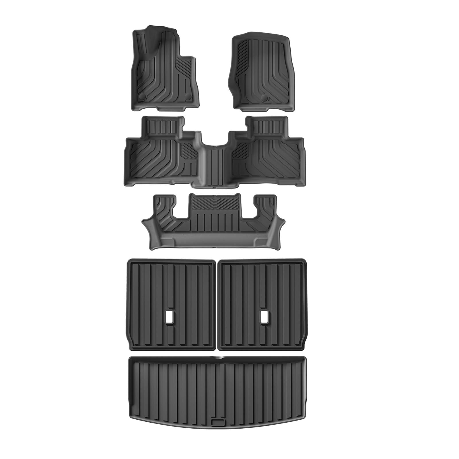 Kofferraumwanne Für Ford Für Explorer 6 Sitze 2020-2025 TPE 3D Auto Fußmatten Cargo Liner Kofferraum Rückenlehne Pad Zubehör Schwarz Heck Kofferraum Protektor Pad(LHD 7PCS) von Hguvsjd