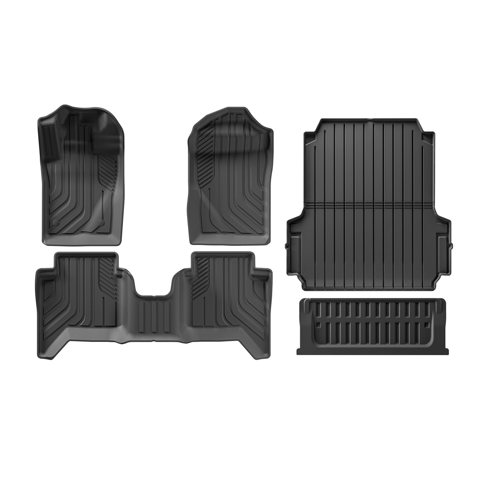 Kofferraumwanne Für Ford Für Ranger 2024 2025 Fit 5FT 59.6Bed Auto LKW-Ladeflächenmatten-Liner Kofferraum-Ladeflächen-Liner Schwarzer TPE-Fußmattenschutz Heck Kofferraum Protektor Pad(LHD 5PCS) von Hguvsjd