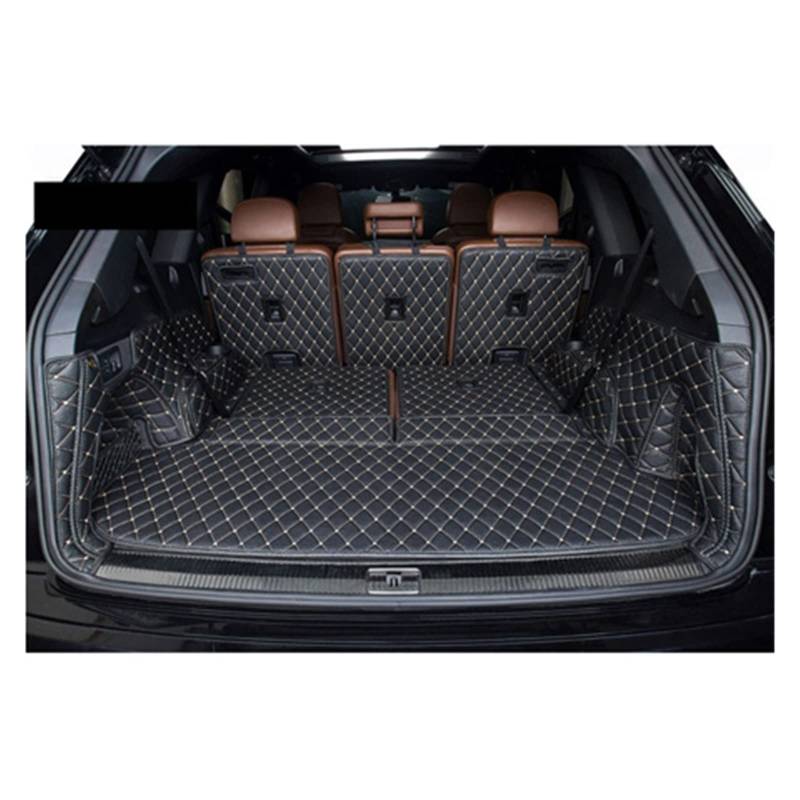 Kofferraumwanne Für Für Q7 7 Sitze 2022-2015 Langlebige Kofferraumteppiche Cargo Liner Styling-Abdeckungen Spezielle Kofferraummatten Heck Kofferraum Protektor Pad(Black beige a) von Hguvsjd