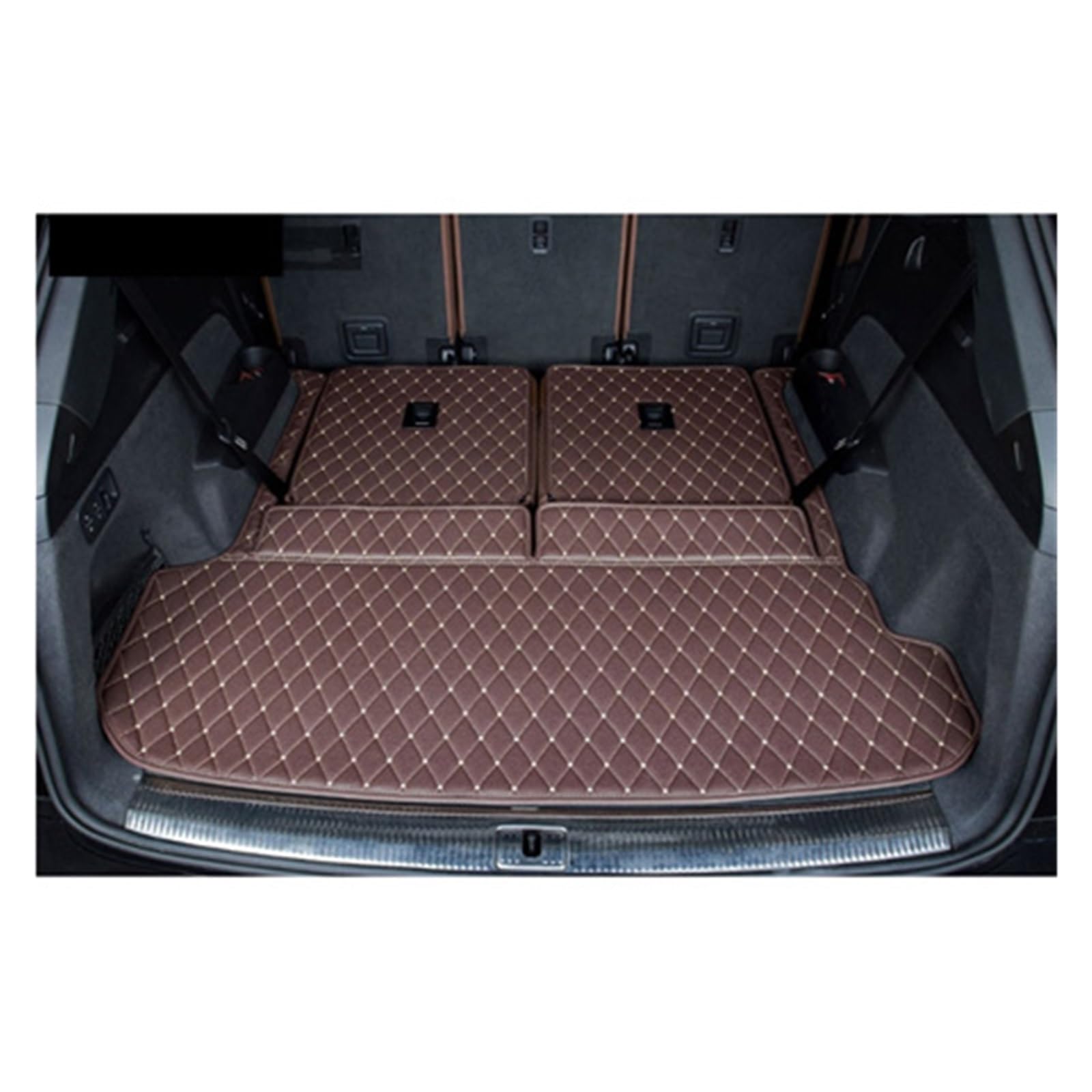 Kofferraumwanne Für Für Q7 7 Sitze 2022-2015 Langlebige Kofferraumteppiche Cargo Liner Styling-Abdeckungen Spezielle Kofferraummatten Heck Kofferraum Protektor Pad(Coffee a) von Hguvsjd