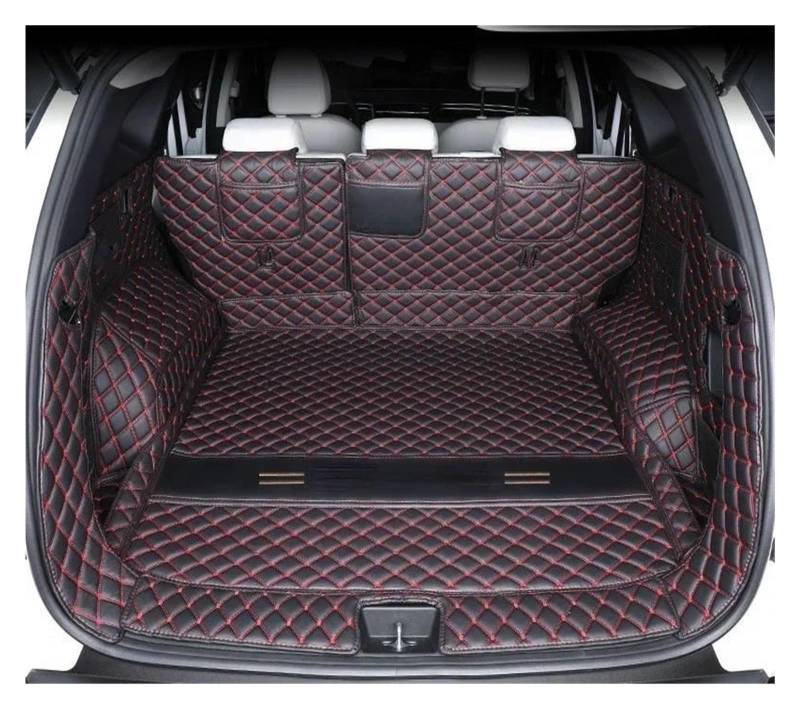 Kofferraumwanne Für Hyundai Für Tucson NX4 2022 2023 Umgebene Kofferraummatte Aufbewahrungspad Leder Kofferraummatten Automatte Heck Kofferraum Protektor Pad(Full Set Black red) von Hguvsjd