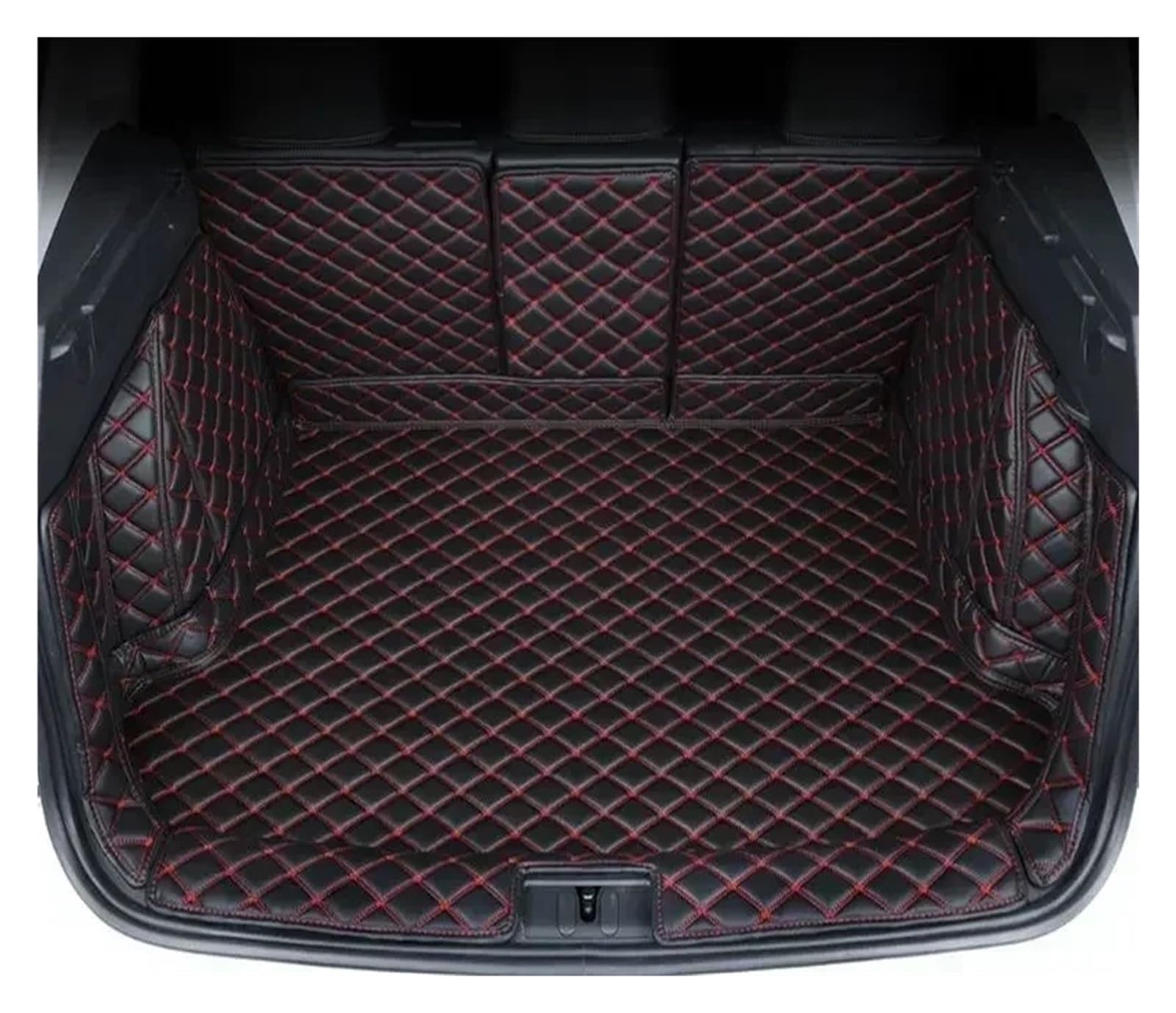 Kofferraumwanne Für Hyundai Für Tucson NX4 2022 2023 Umgebene Kofferraummatte Aufbewahrungspad Leder Kofferraummatten Automatte Heck Kofferraum Protektor Pad(Full Set Black red a) von Hguvsjd