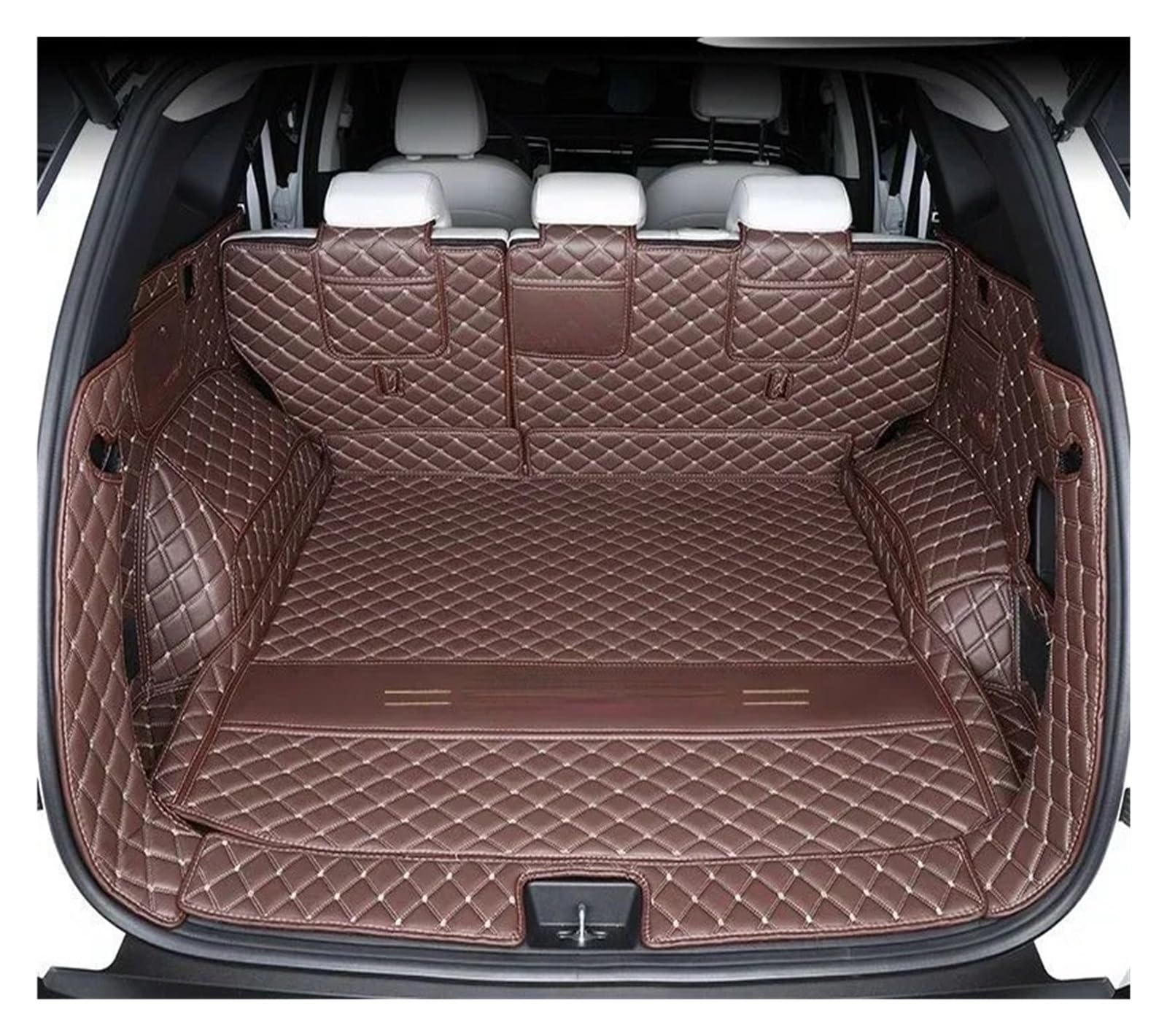 Kofferraumwanne Für Hyundai Für Tucson NX4 2022 2023 Umgebene Kofferraummatte Aufbewahrungspad Leder Kofferraummatten Automatte Heck Kofferraum Protektor Pad(Full Set Coffee lg) von Hguvsjd