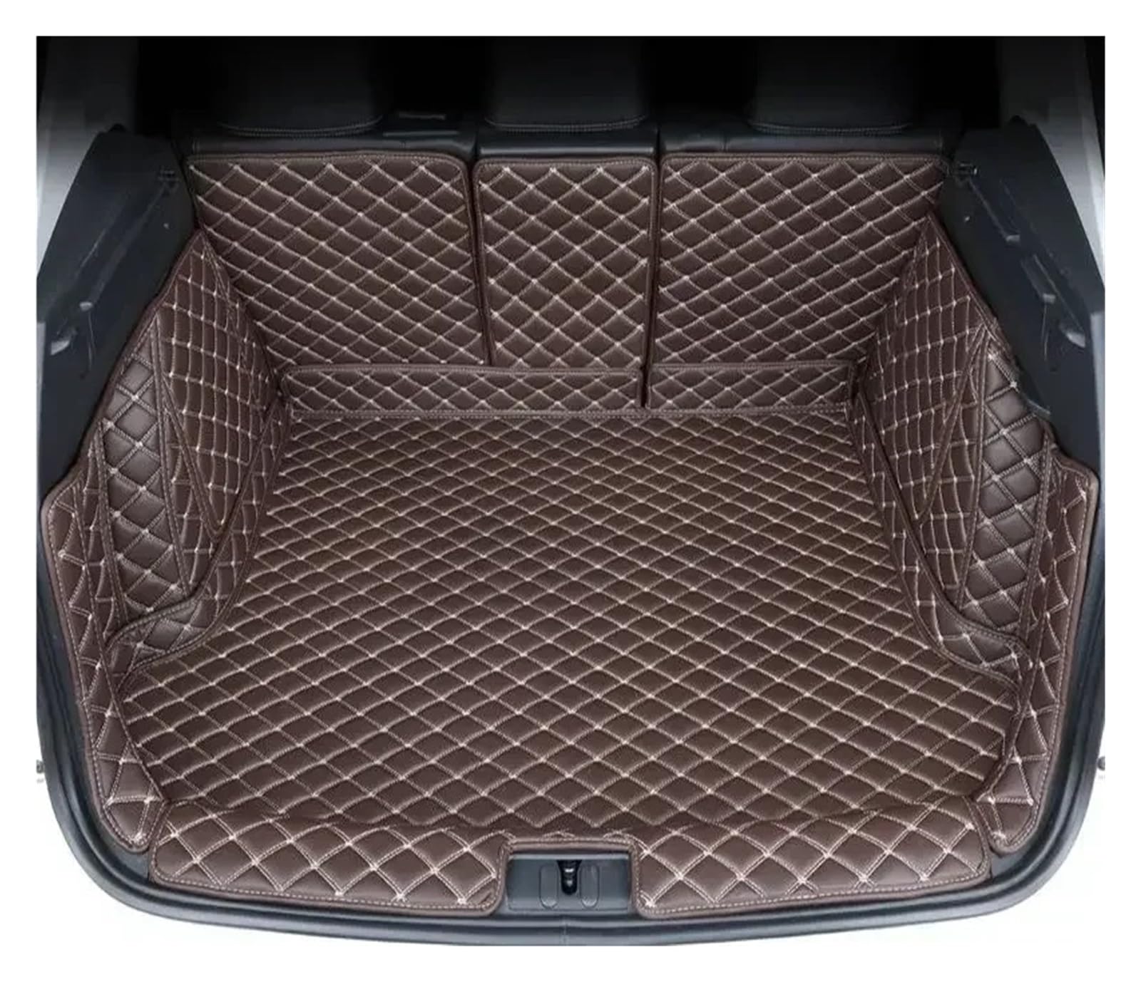 Kofferraumwanne Für Hyundai Für Tucson NX4 2022 2023 Umgebene Kofferraummatte Aufbewahrungspad Leder Kofferraummatten Automatte Heck Kofferraum Protektor Pad(Full Set Coffee nolg) von Hguvsjd