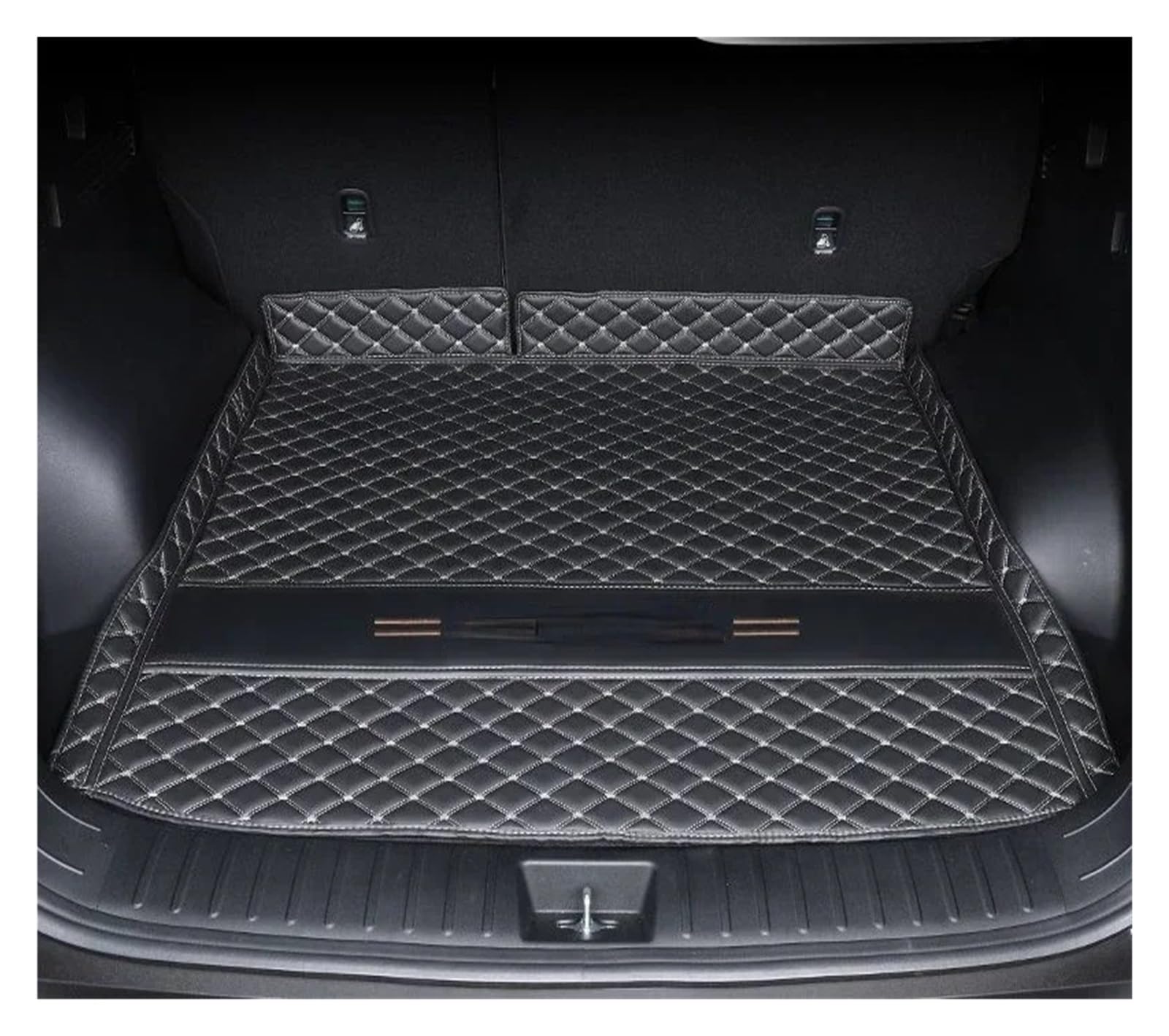 Kofferraumwanne Für Hyundai Für Tucson NX4 2022 2023 Umgebene Kofferraummatte Aufbewahrungspad Leder Kofferraummatten Automatte Heck Kofferraum Protektor Pad(Main Pad Black beige) von Hguvsjd