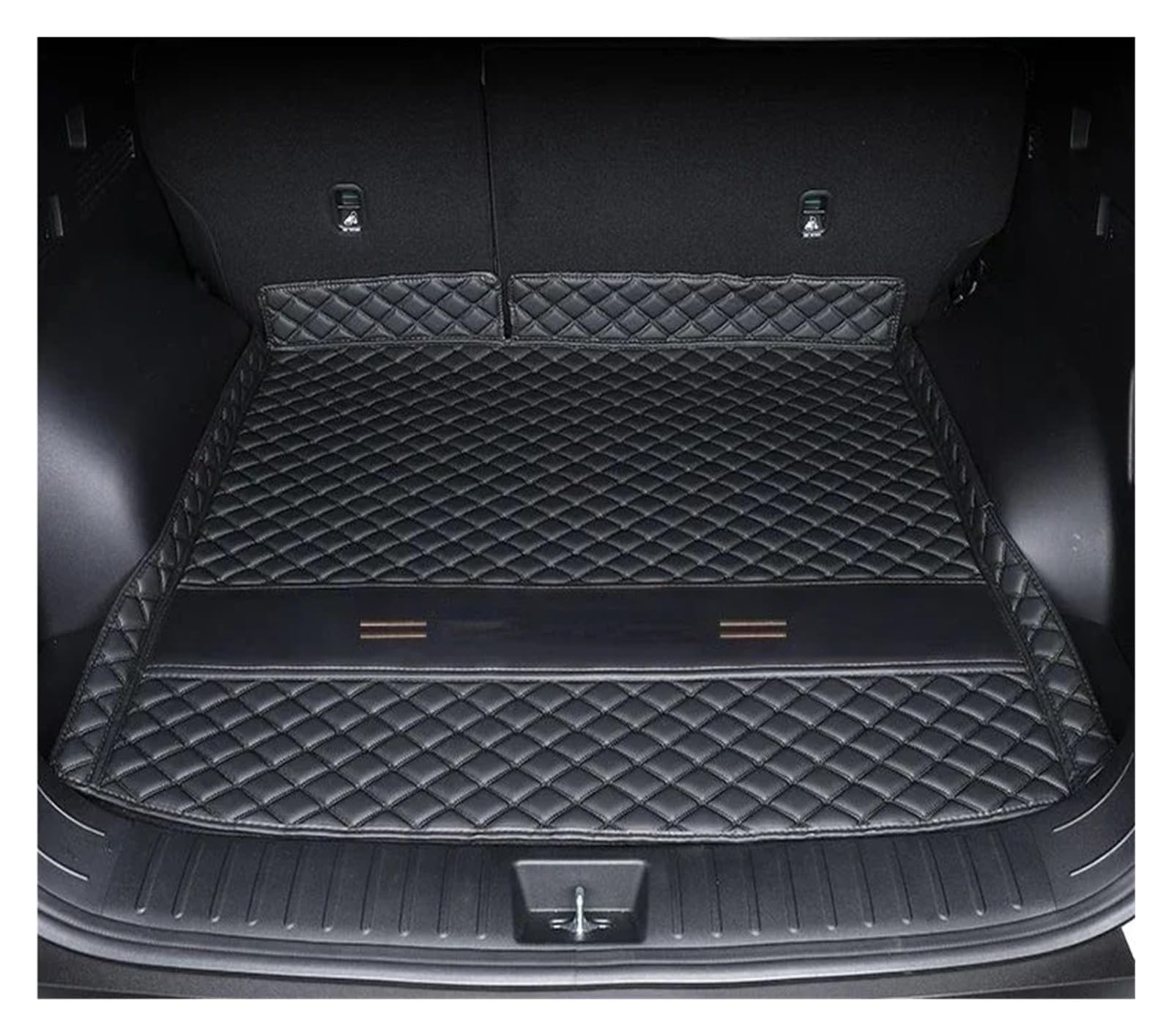 Kofferraumwanne Für Hyundai Für Tucson NX4 2022 2023 Umgebene Kofferraummatte Aufbewahrungspad Leder Kofferraummatten Automatte Heck Kofferraum Protektor Pad(Main Pad Black lg) von Hguvsjd