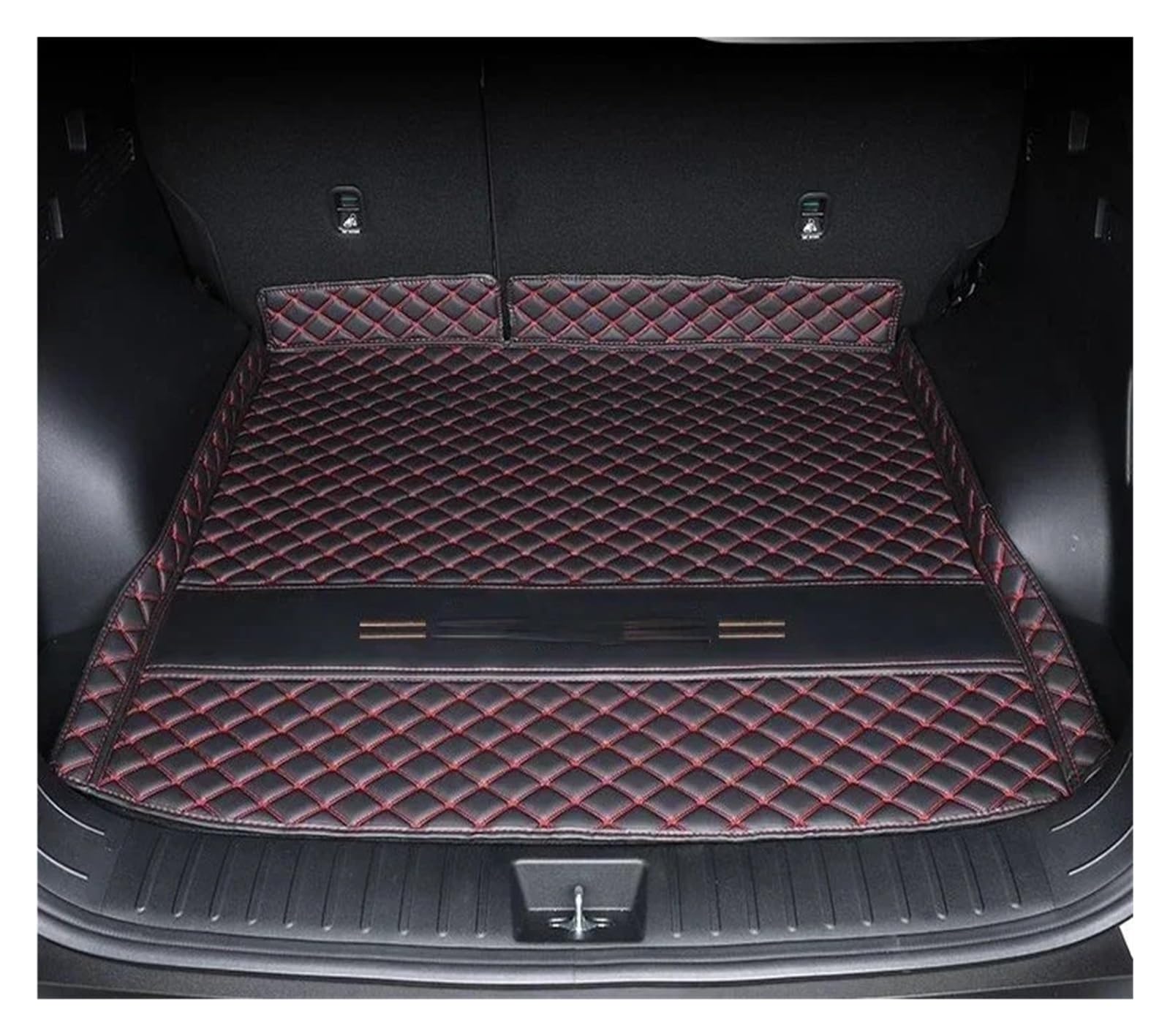 Kofferraumwanne Für Hyundai Für Tucson NX4 2022 2023 Umgebene Kofferraummatte Aufbewahrungspad Leder Kofferraummatten Automatte Heck Kofferraum Protektor Pad(Main Pad Black red) von Hguvsjd