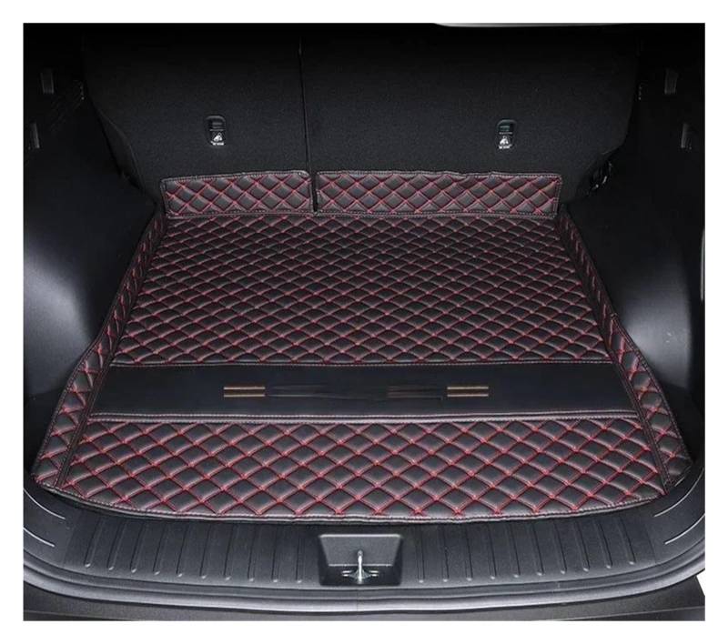 Kofferraumwanne Für Hyundai Für Tucson NX4 2022 2023 Umgebene Kofferraummatte Aufbewahrungspad Leder Kofferraummatten Automatte Heck Kofferraum Protektor Pad(Main Pad Black red) von Hguvsjd