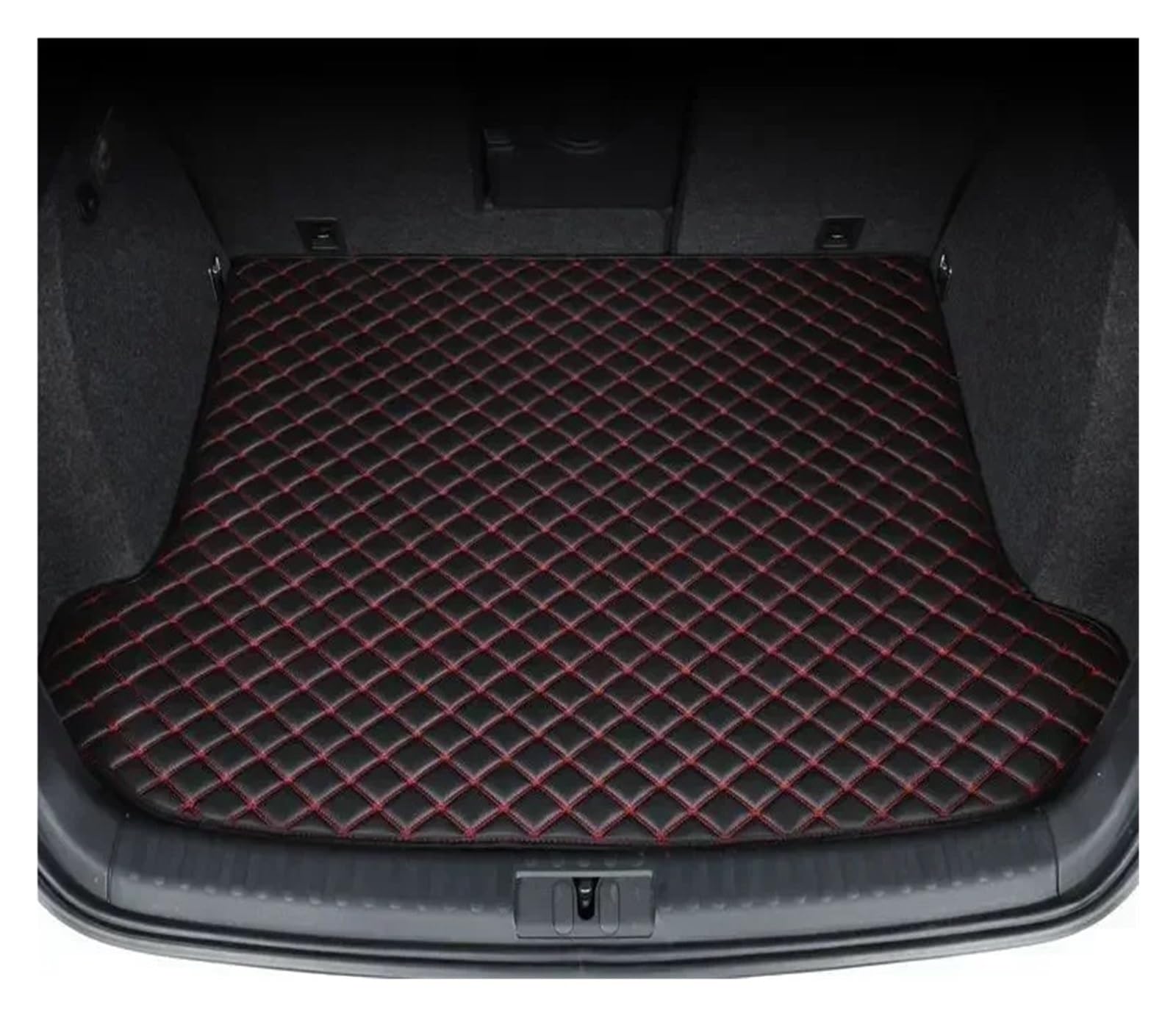 Kofferraumwanne Für Hyundai Für Tucson NX4 2022 2023 Umgebene Kofferraummatte Aufbewahrungspad Leder Kofferraummatten Automatte Heck Kofferraum Protektor Pad(Main Pad Black red a) von Hguvsjd