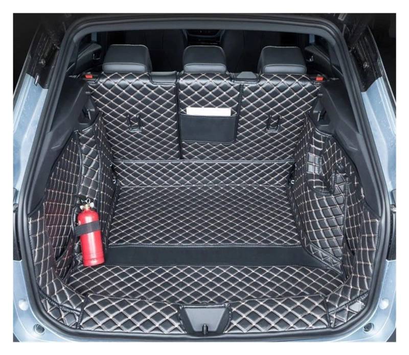 Kofferraumwanne Für ID.4X ID4 Für Crozz 2022 2023 Kofferraummatte Cargo Liner Modifikation Innenraum PU-Leder Wasserdichtes Auto-Styling Heck Kofferraum Protektor Pad(Full-Shelf Black WHI) von Hguvsjd