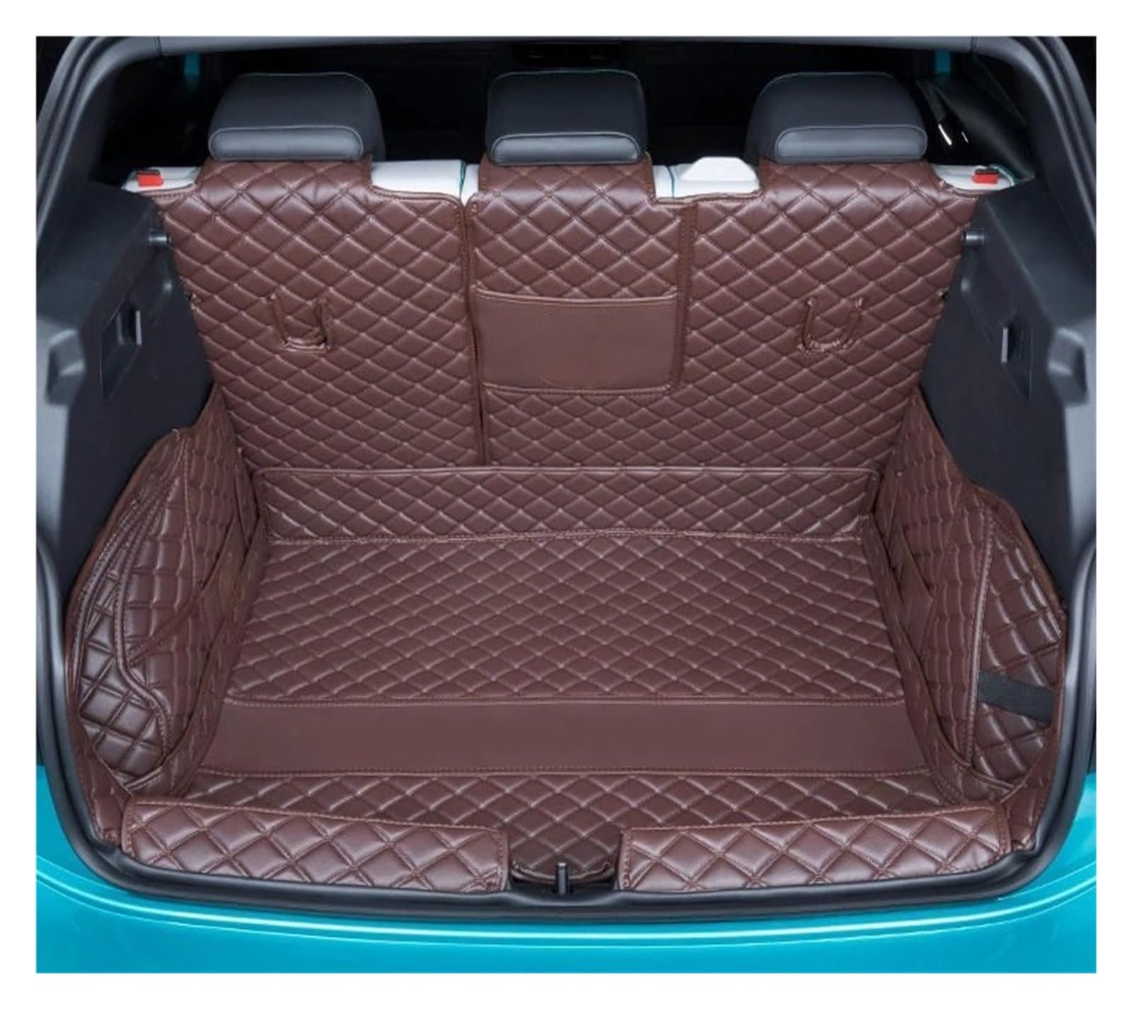 Kofferraumwanne Für ID.4X ID4 Für Crozz 2022 2023 Kofferraummatte Cargo Liner Modifikation Innenraum PU-Leder Wasserdichtes Auto-Styling Heck Kofferraum Protektor Pad(Full-Shelf Brown) von Hguvsjd