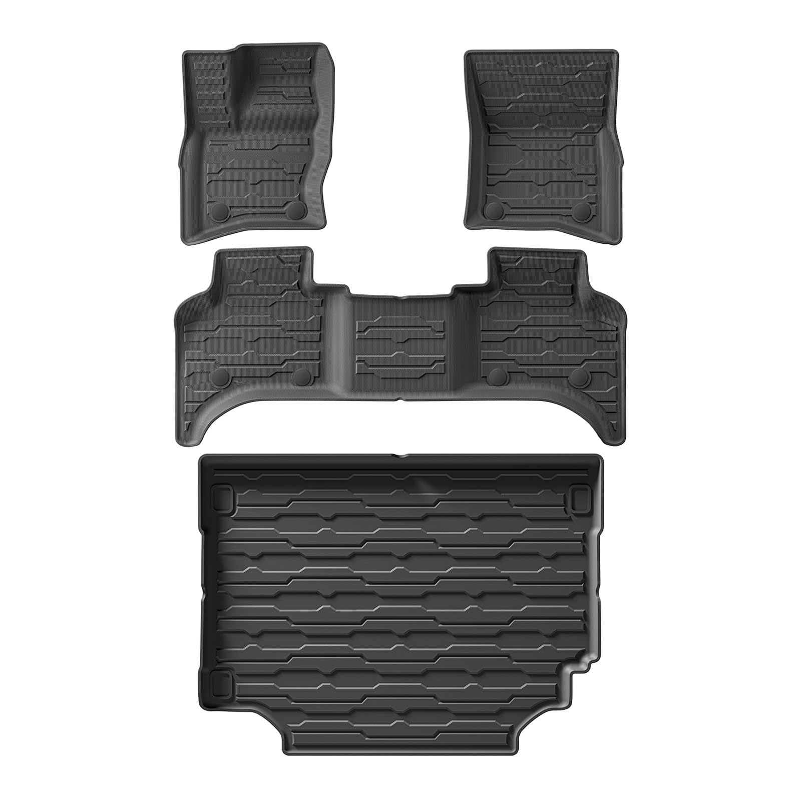 Kofferraumwanne Für Land Für Rover Für Defende 110 2020-2024 Auto-Fußmatten Cargo Liner Kofferraum/Rückenlehnenmatte TPE 3D Allwetter Schwarz Heck Kofferraum Protektor Pad(LHD 4PCS) von Hguvsjd