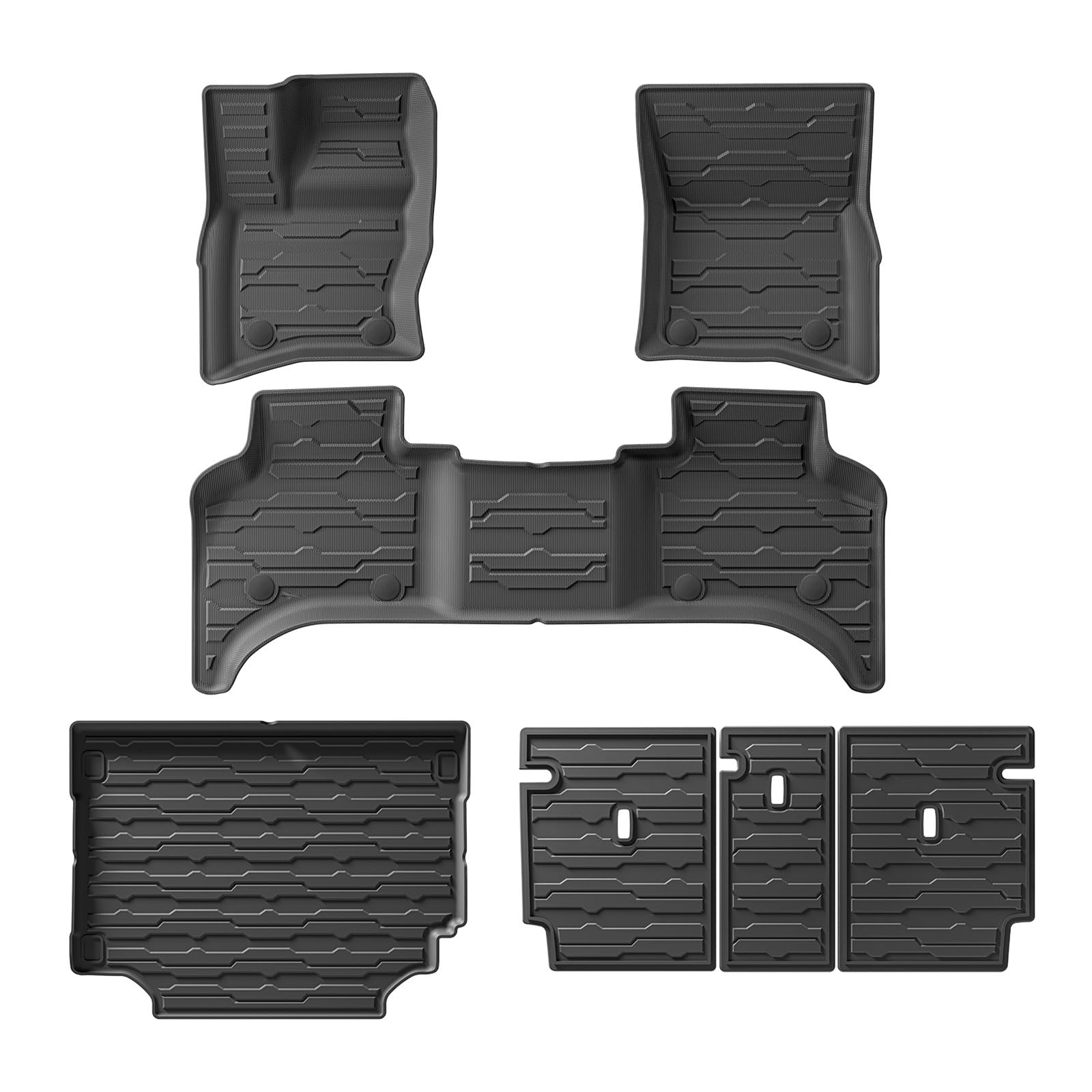 Kofferraumwanne Für Land Für Rover Für Defende 110 2020-2024 Auto-Fußmatten Cargo Liner Kofferraum/Rückenlehnenmatte TPE 3D Allwetter Schwarz Heck Kofferraum Protektor Pad(LHD 7PCS) von Hguvsjd