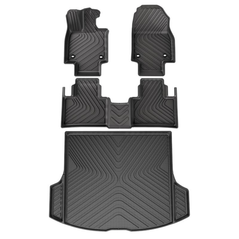 Kofferraumwanne Für Lexus RX 2023 2024 TPE 3D Auto Fußmatten Cargo-Liner Trunk/Rückenlehne Pad Wasserdicht Links Ruder Heck Kofferraum Protektor Pad(4PCS) von Hguvsjd
