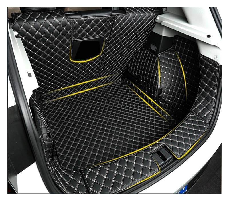 Kofferraumwanne Für MG ZS 2019 2020 2021 Boot Teppich Innen Zubehör Abdeckungen Leder Auto Stamm Matte Cargo-Liner Heck Kofferraum Protektor Pad(Black Beige Wire a) von Hguvsjd