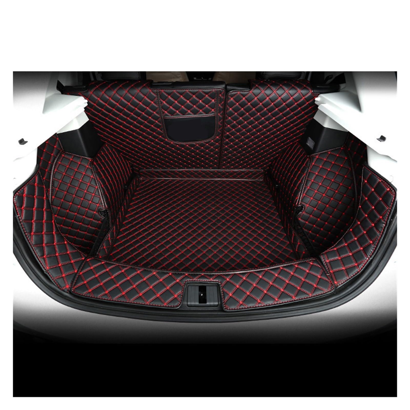Kofferraumwanne Für MG ZS 2019 2020 2021 Boot Teppich Innen Zubehör Abdeckungen Leder Auto Stamm Matte Cargo-Liner Heck Kofferraum Protektor Pad(Black Red Wire) von Hguvsjd