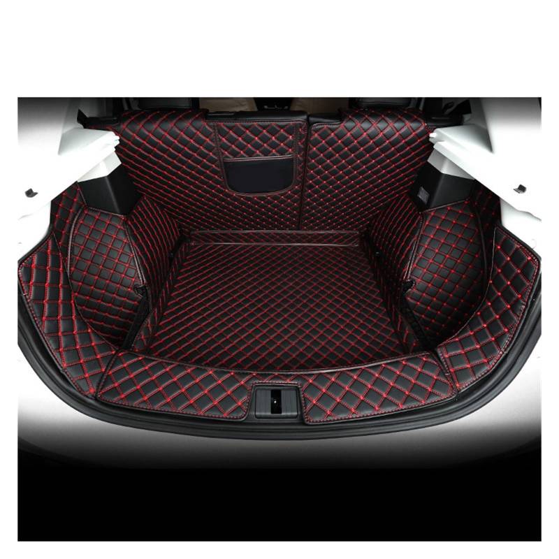 Kofferraumwanne Für MG ZS 2019 2020 2021 Boot Teppich Innen Zubehör Abdeckungen Leder Auto Stamm Matte Cargo-Liner Heck Kofferraum Protektor Pad(Black Red Wire) von Hguvsjd