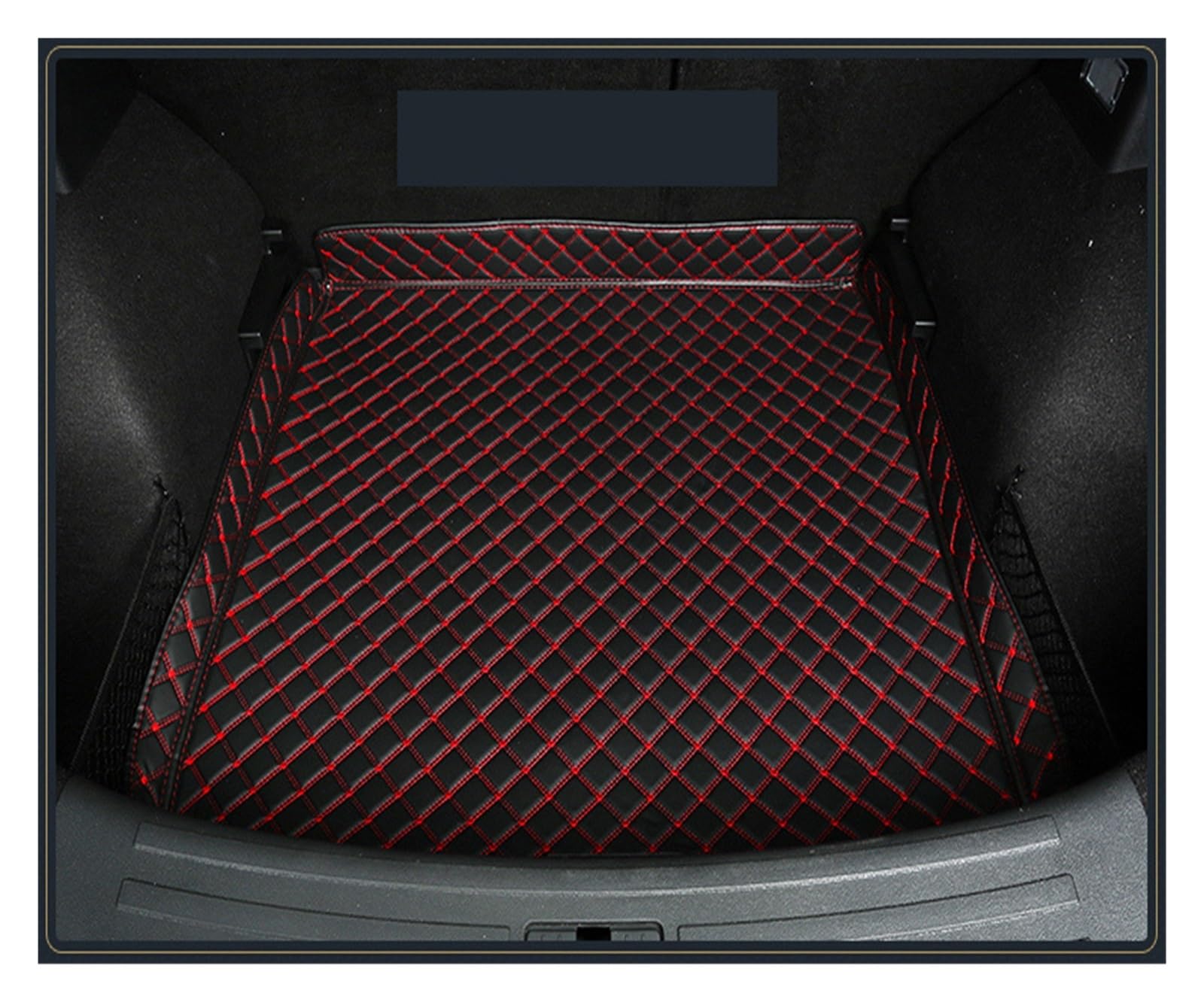 Kofferraumwanne Für MG ZS 2019 2020 2021 Boot Teppich Innen Zubehör Abdeckungen Leder Auto Stamm Matte Cargo-Liner Heck Kofferraum Protektor Pad(Black Red Wire a) von Hguvsjd