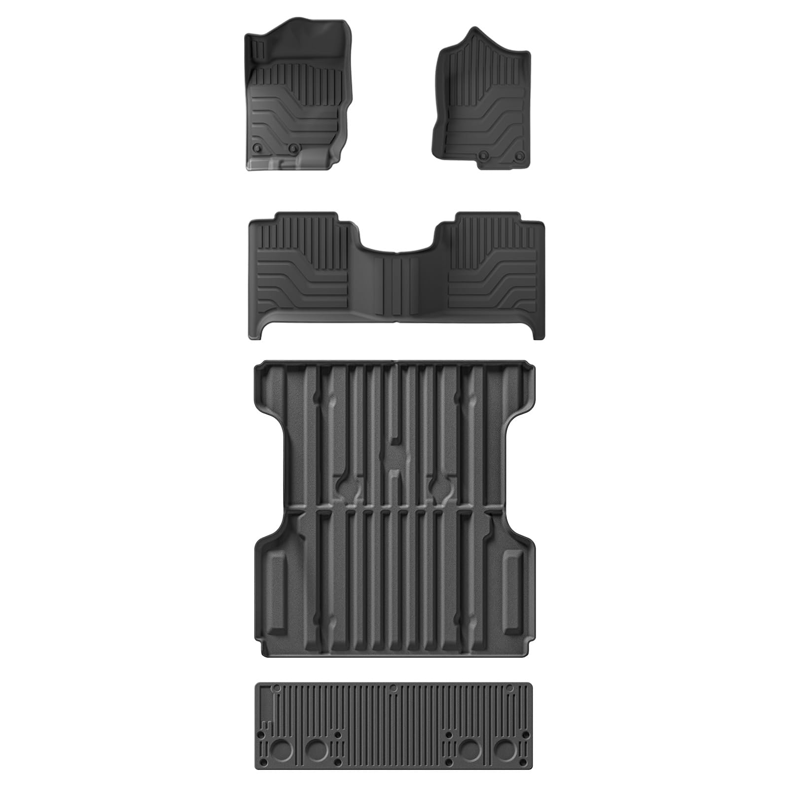 Kofferraumwanne Für Nissan Für Titan 2017-2024 TPE 3D Auto Fußmatten Cargo Liner Trunk Pad Geruchlos Tablett Zubehör Schwarz Heck Kofferraum Protektor Pad(LHD 5P) von Hguvsjd