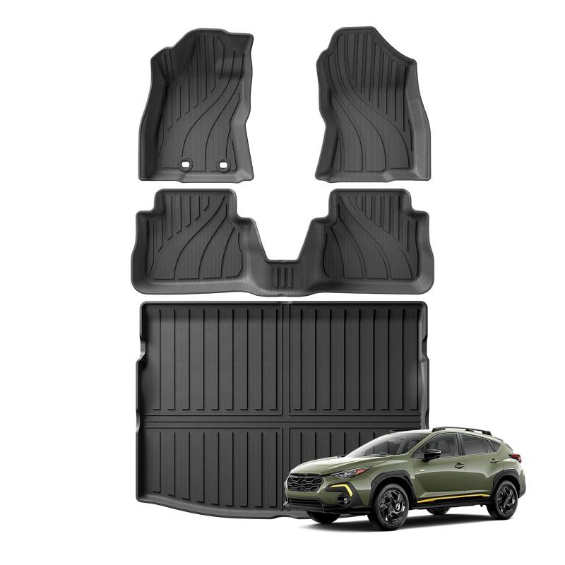 Kofferraumwanne Für Subaru Für Crosstrek 2024 TPE 3D Auto Fußmatten Cargo Liner Trunk Pad Allwetter Wasserdicht Schwarz Links Ruder Heck Kofferraum Protektor Pad(4P) von Hguvsjd