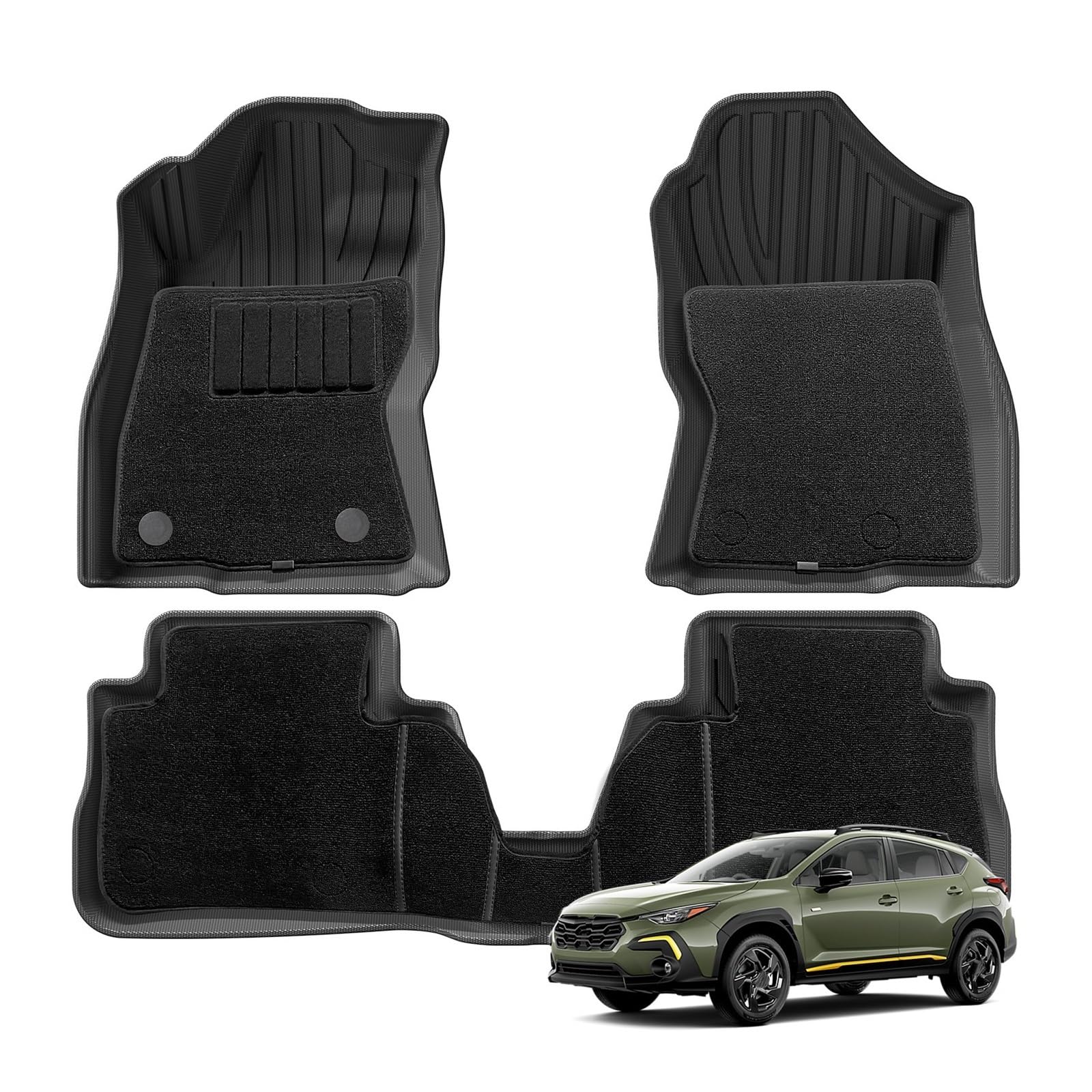 Kofferraumwanne Für Subaru Für Crosstrek 2024 TPE 3D Auto Fußmatten Cargo Liner Trunk Pad Allwetter Wasserdicht Schwarz Links Ruder Heck Kofferraum Protektor Pad(6P) von Hguvsjd