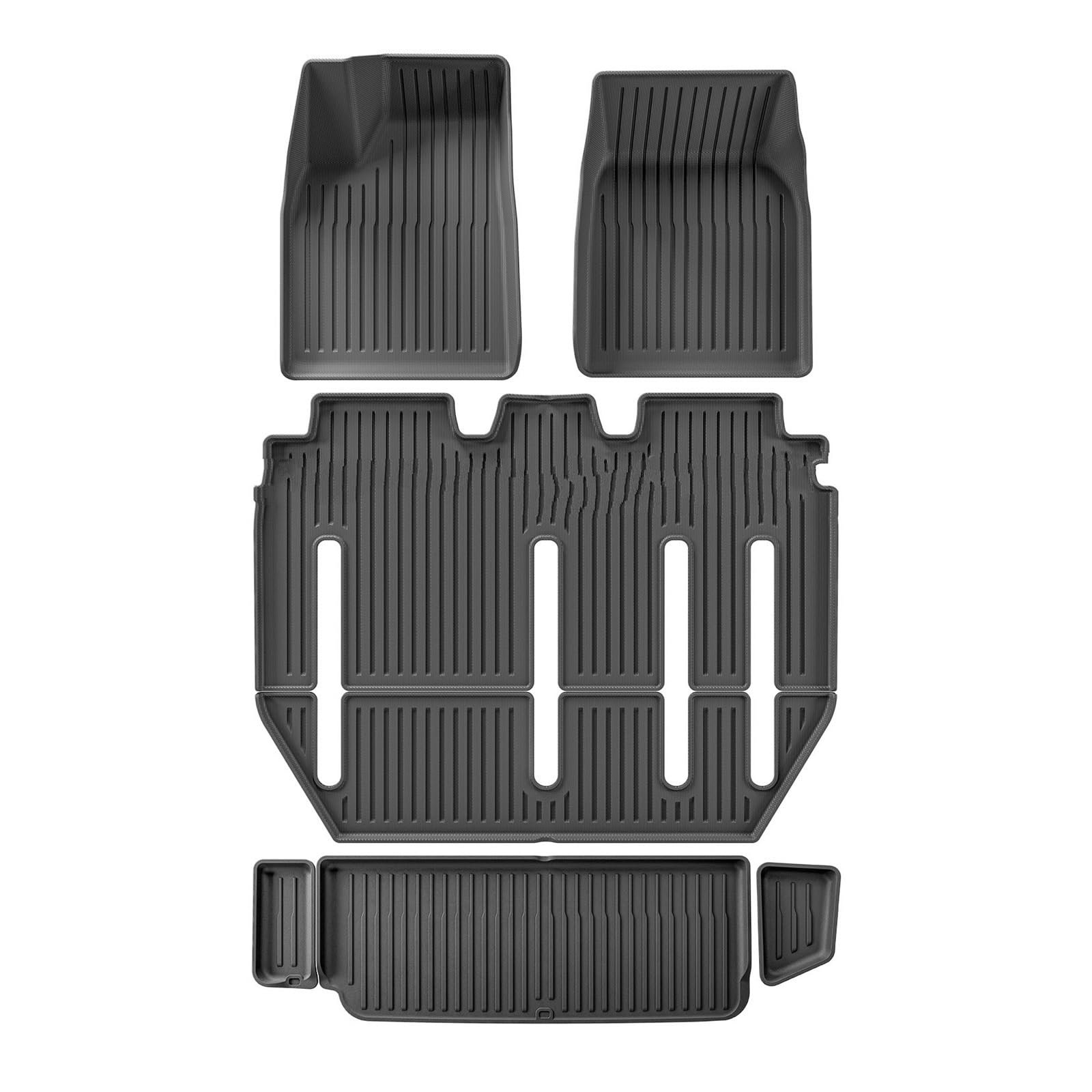 Kofferraumwanne Für Tesla Für Modell X 2024 5/6/7 Sitz TPE 3D Auto Fußmatten Cargo Liner Trunk Pad Wasserdicht Schützende Linke Ruder Heck Kofferraum Protektor Pad(7seats 6PCS) von Hguvsjd