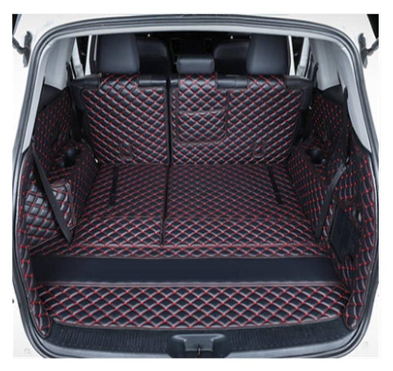 Kofferraumwanne Für Toyota Für Highlander (09-18) Auto-Kofferraummatten Hergestellt wasserdichte 6D-Vollabdeckung Teppiche Teppichkoffer Liner Heckpolster Heck Kofferraum Protektor Pad(Black red a) von Hguvsjd