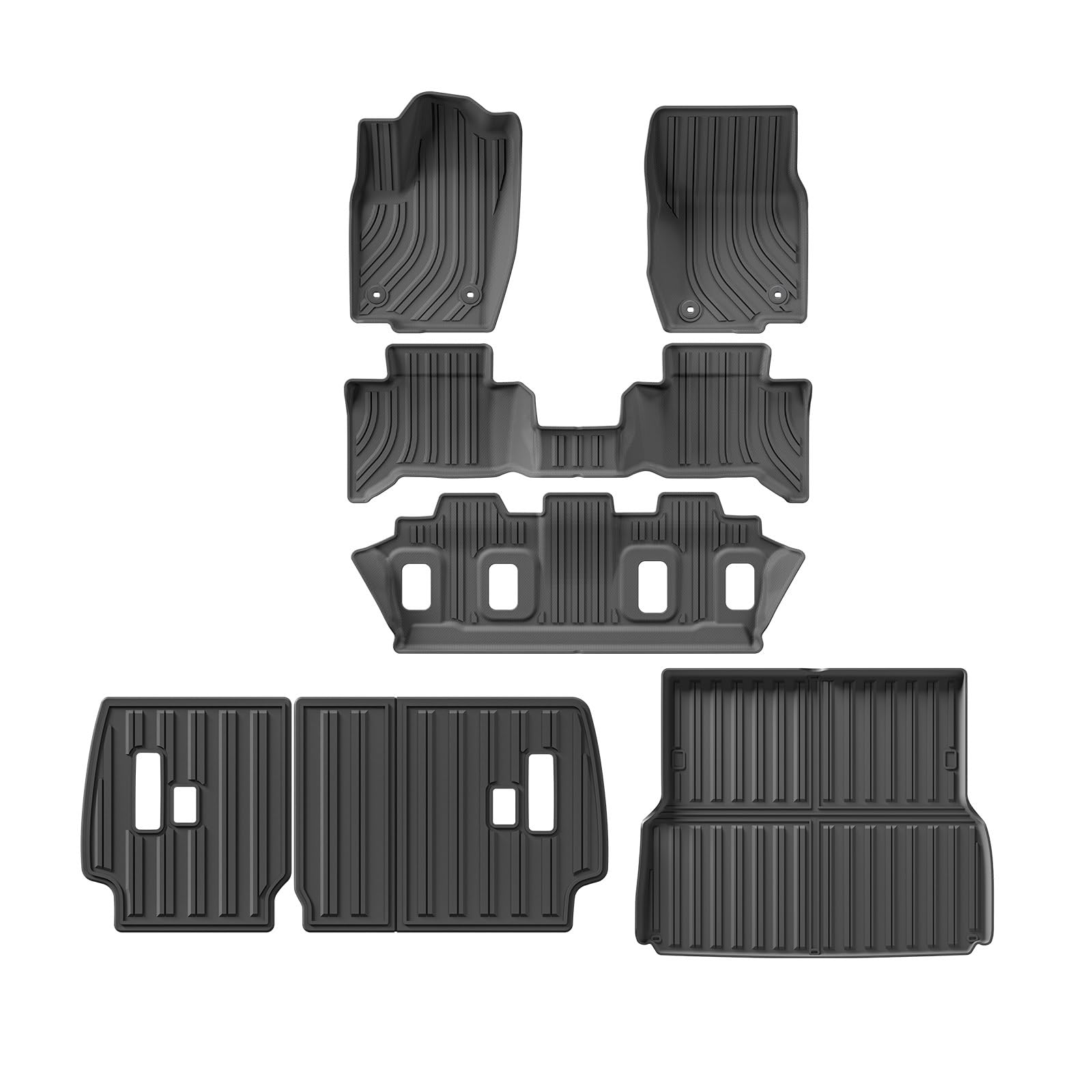 Kofferraumwanne Für Toyota Für Land Für Cruiser Für Prado J250 LC250 2024 5-Sitzer-Auto-Fußmatten Kofferraumpolster TPE 3D-Fußmatte Linkes Ruder Heck Kofferraum Protektor Pad(LHD 7P) von Hguvsjd